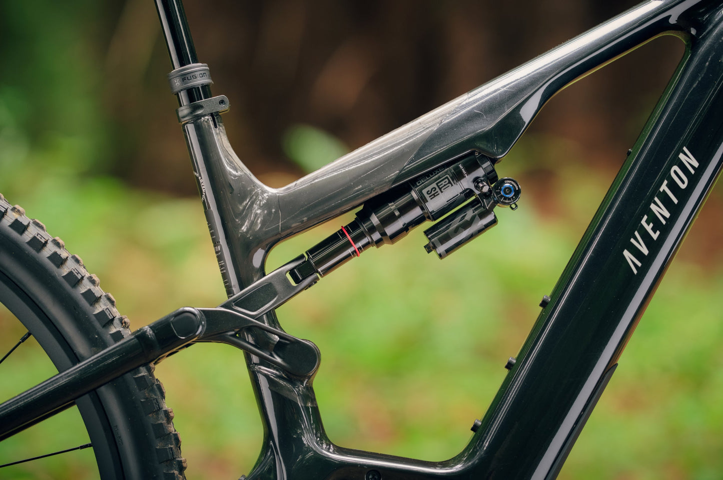 Aventon Current EXP RockShox Deluxe rear shock detail
