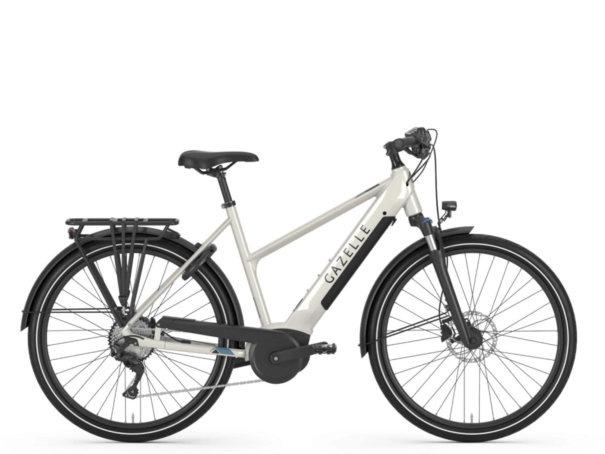 Gazelle Medeo T10 Mid Step ivory gloss side view on Fly Rides