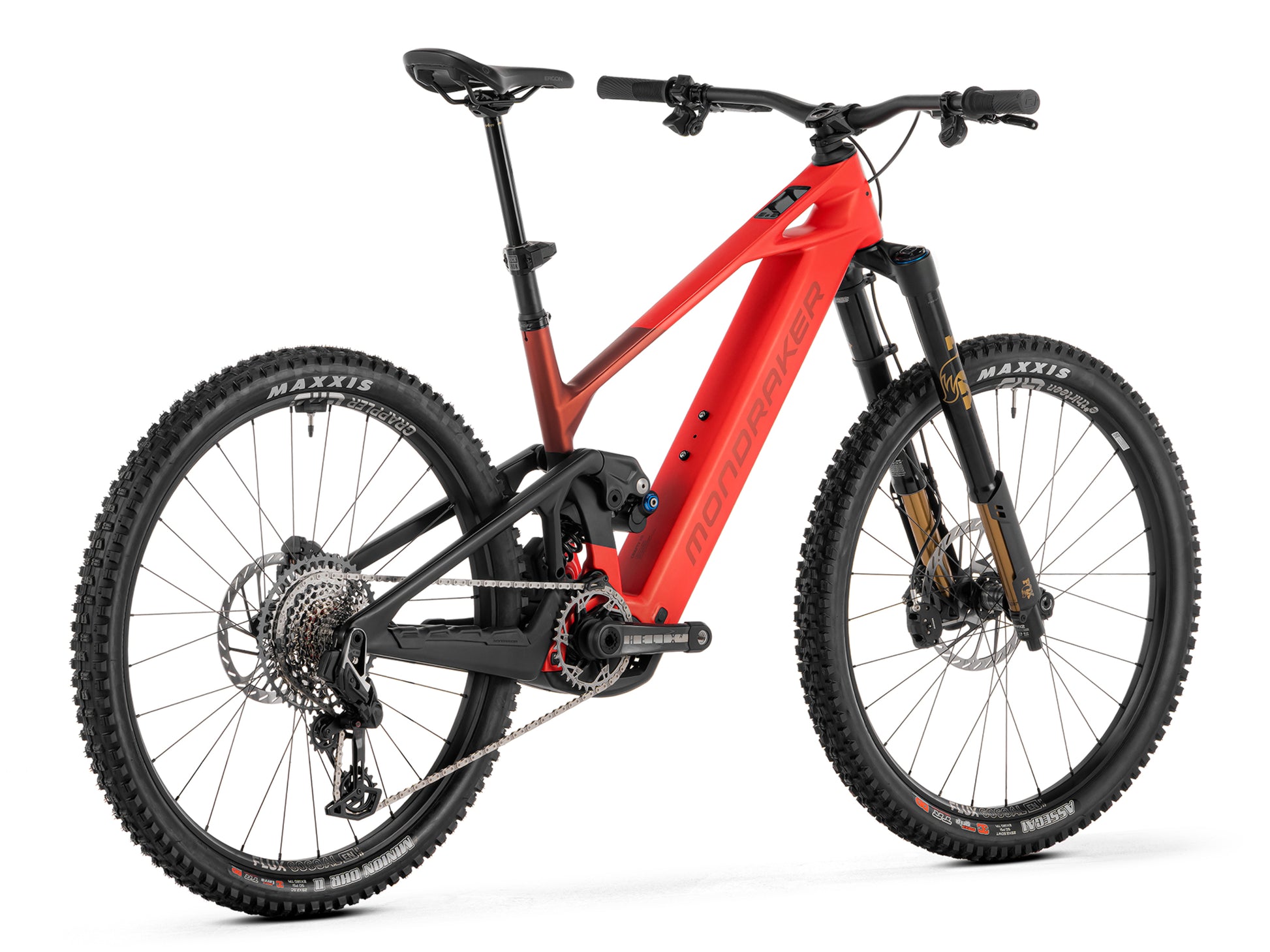 Mondraker Crafty Carbon XR Full Suspension Enduro eMTB Flame red Rear facing view