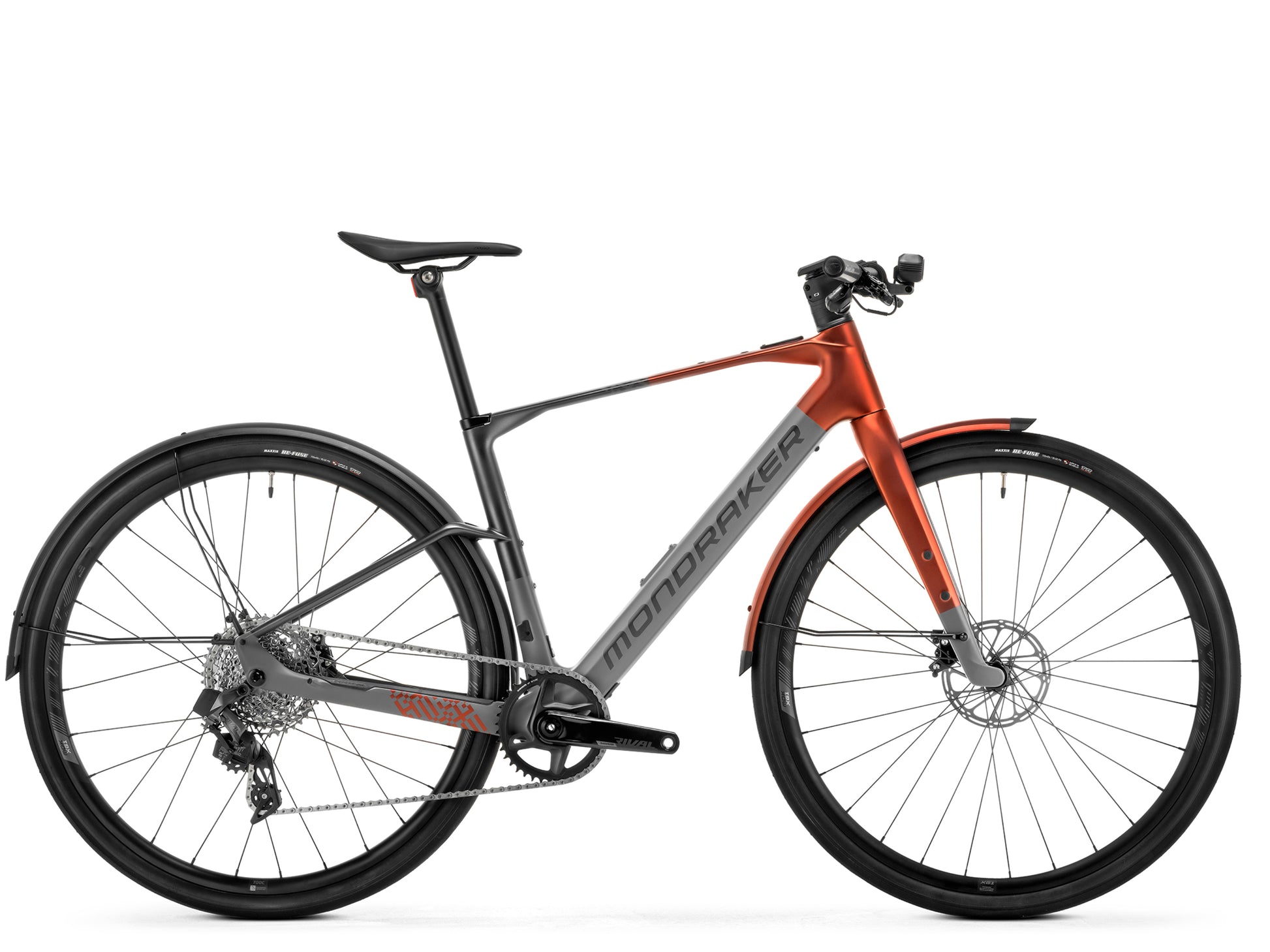 Mondraker Dusty RX Gravel ebike Nimbus grey / metallic red Side profile