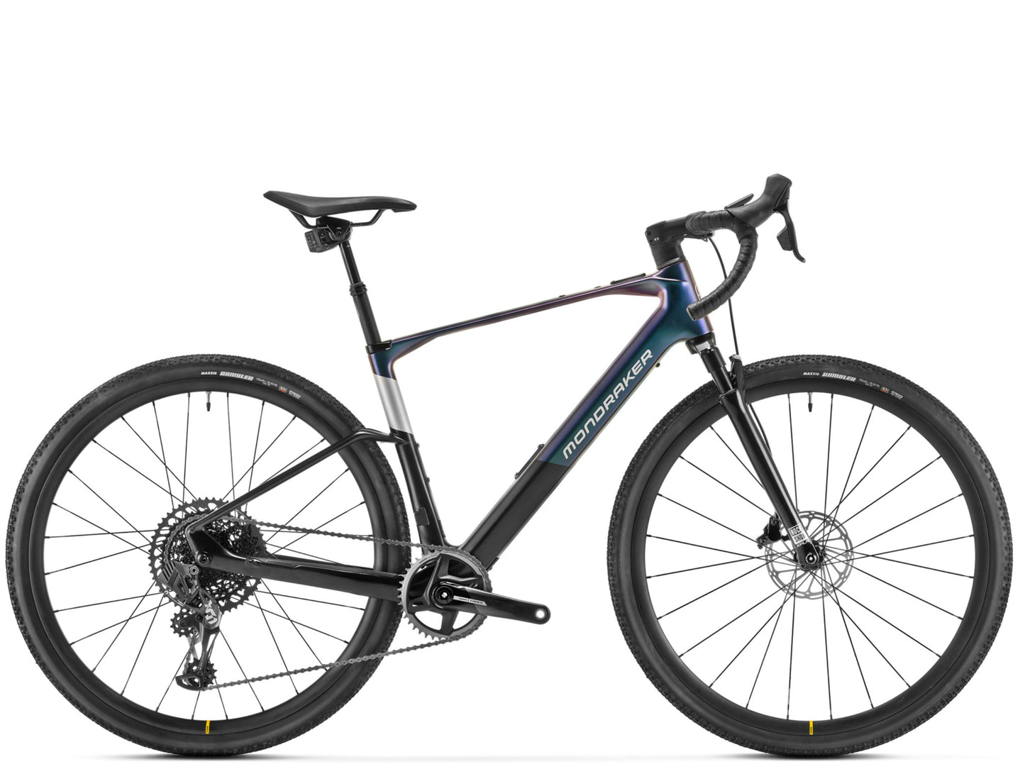 Mondraker Dusty XR Gravel Electric bike Purple / black / silver Side profile