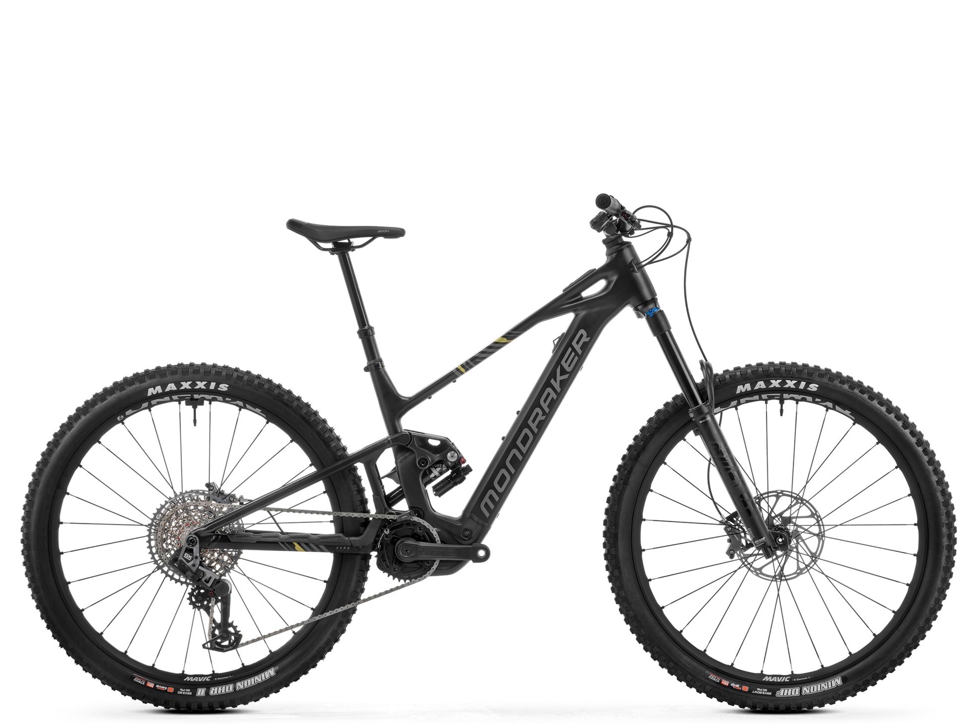 Mondraker Sly RR eMTB Enduro Side profile Black / nimbus grey / tonic gold
