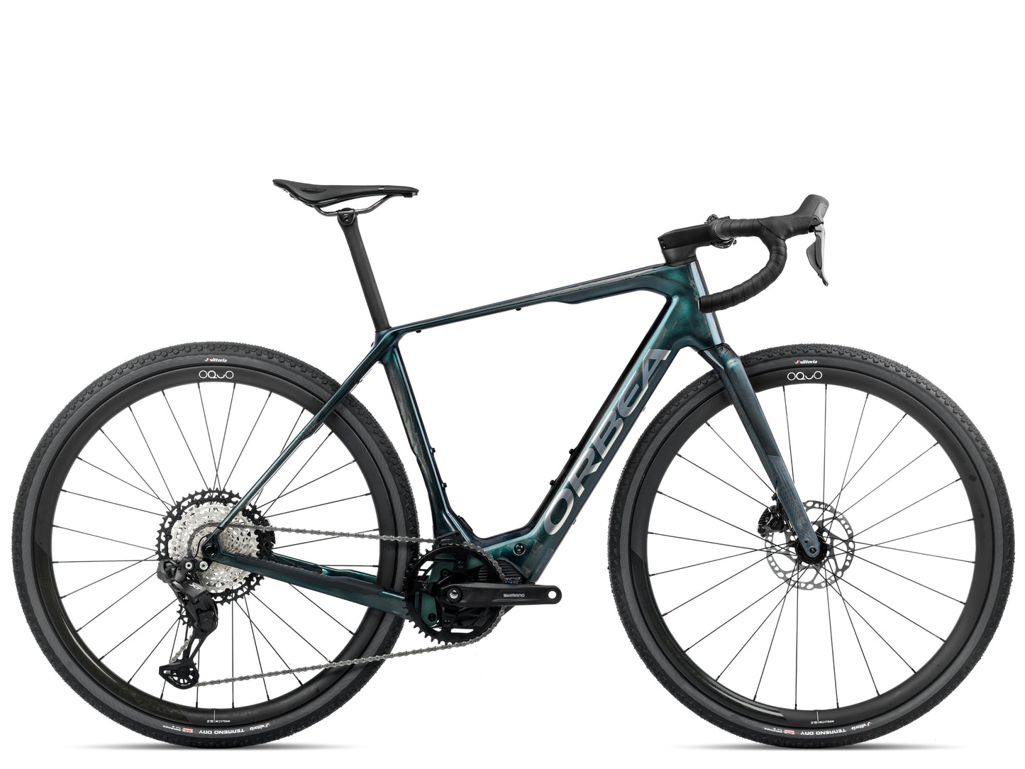 Orbea Denna M20i Gravel Road / commuter Electric bike Escape green gloss / foggy matte Side profile Studio