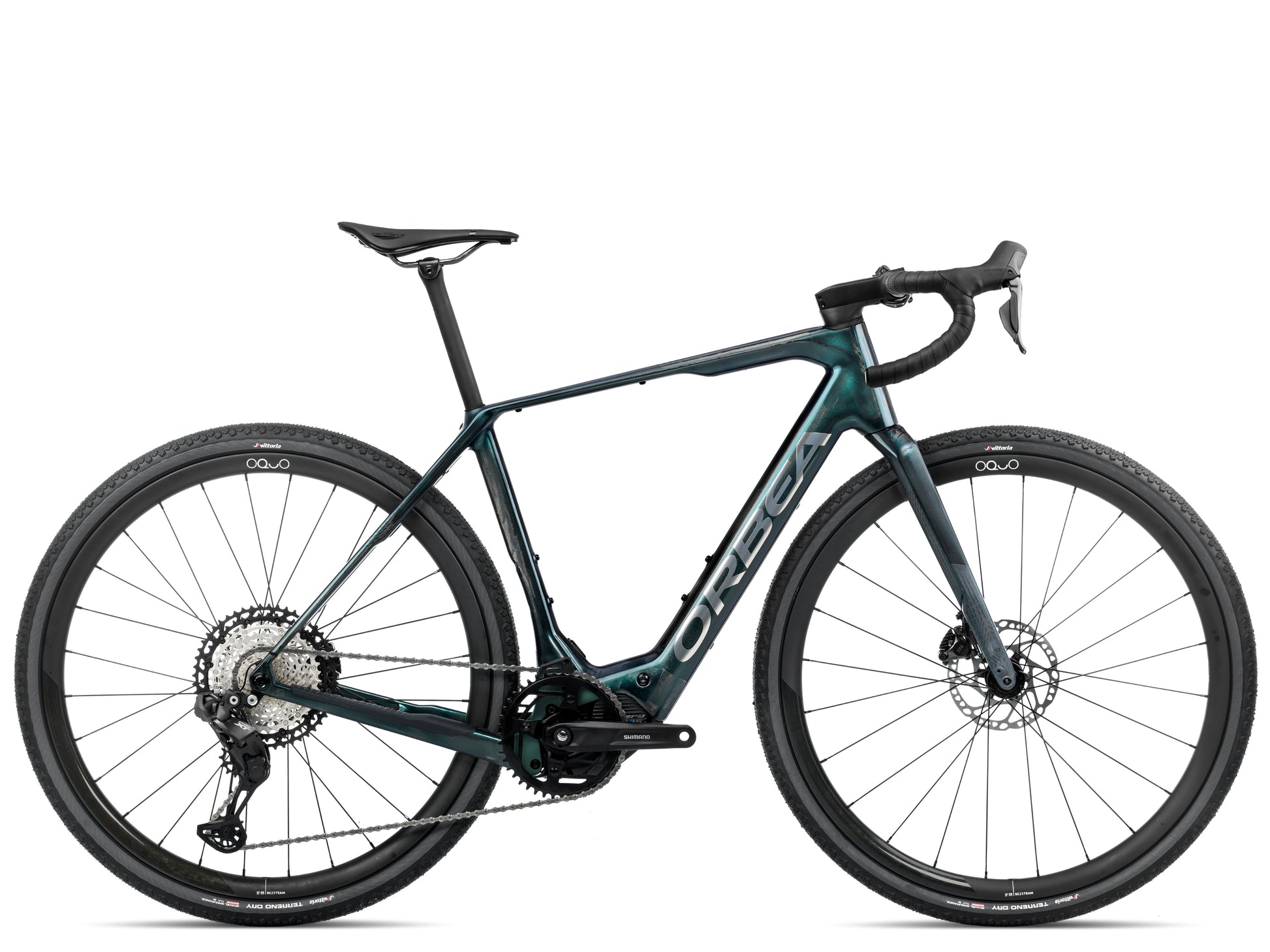 Orbea Denna M20i Gravel Road / commuter Electric bike Escape green gloss / foggy matte Side profile Studio