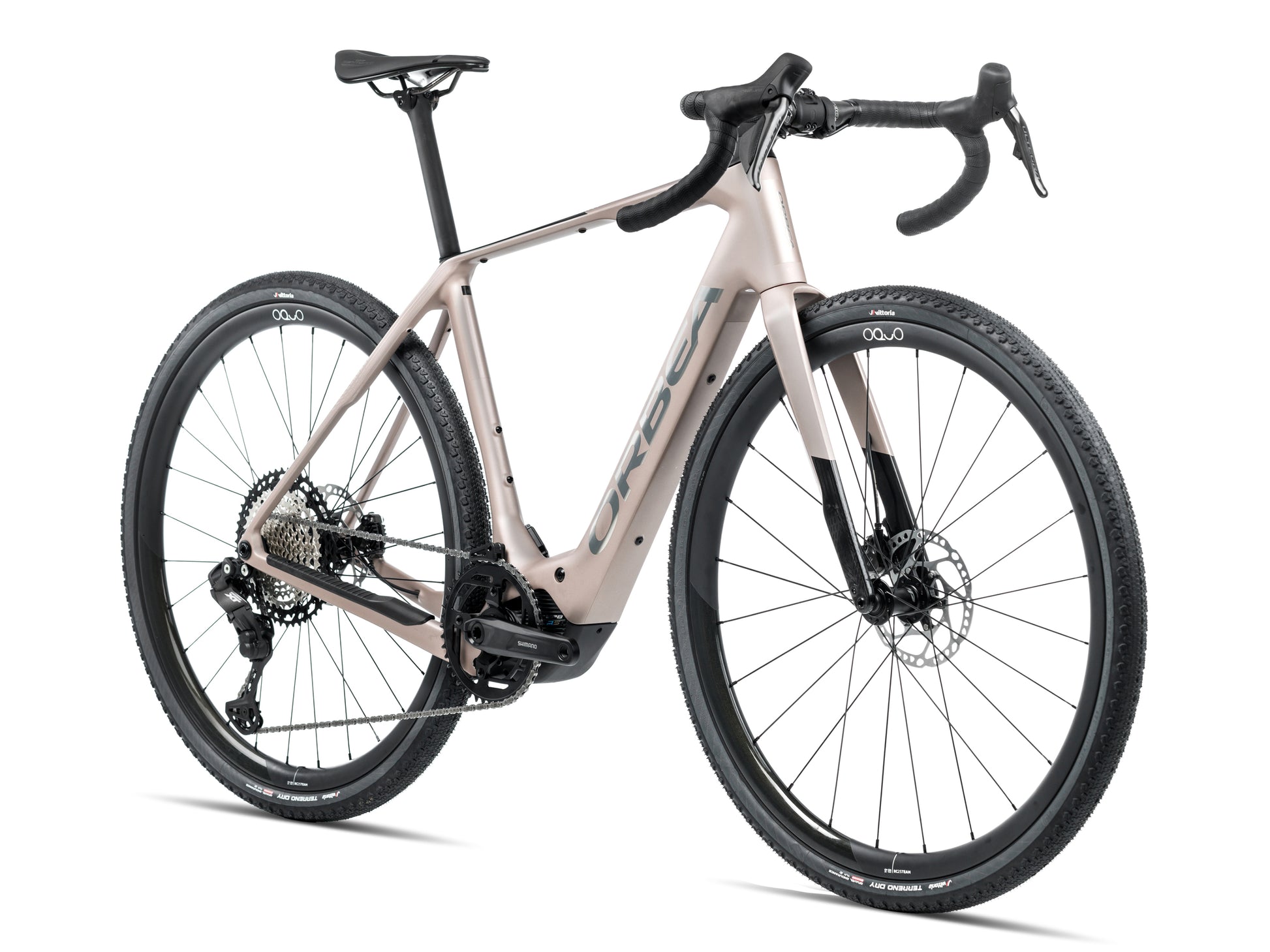 Orbea Denna M20i Gravel Road / commuter Electric bike Nickel matte / carbon raw gloss Forward facing view
