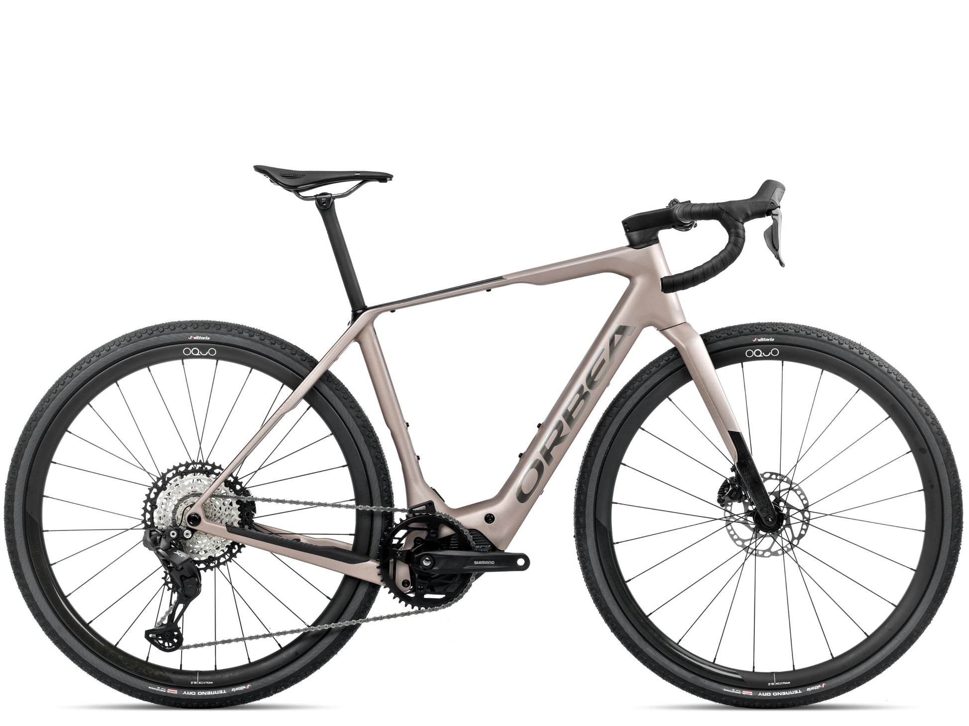 Orbea Denna M20i Gravel Road / commuter Electric bike Nickel matte / carbon raw gloss Side profile Studio