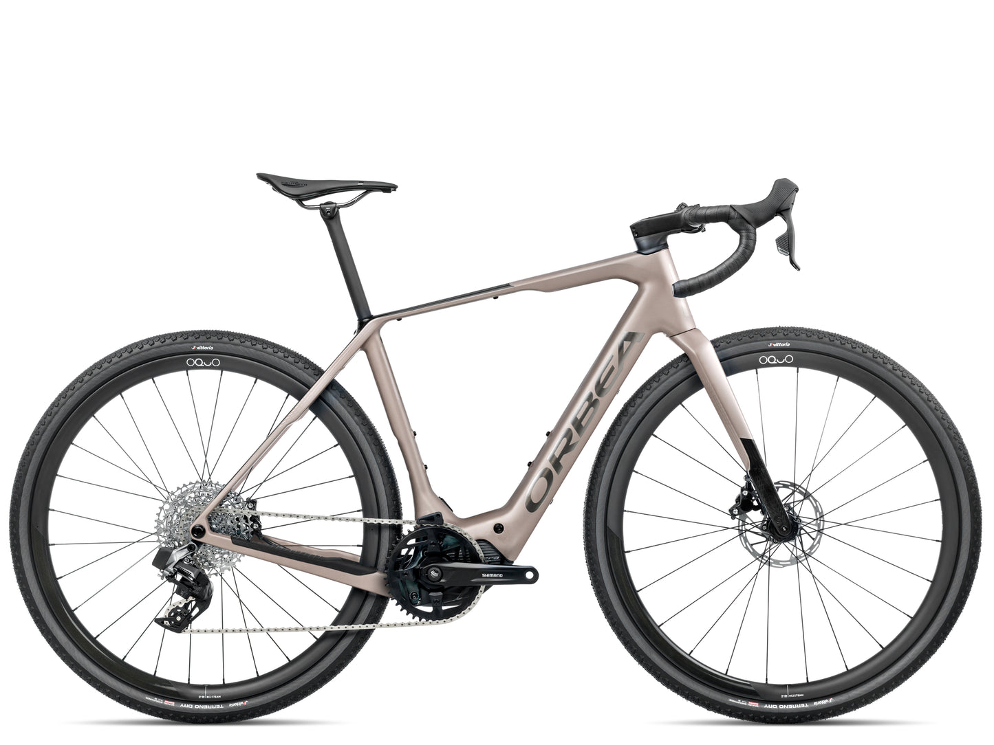 Orbea Denna M31e Gravel Road / commuter Electric bike Nickel matte / carbon raw gloss Side profile 