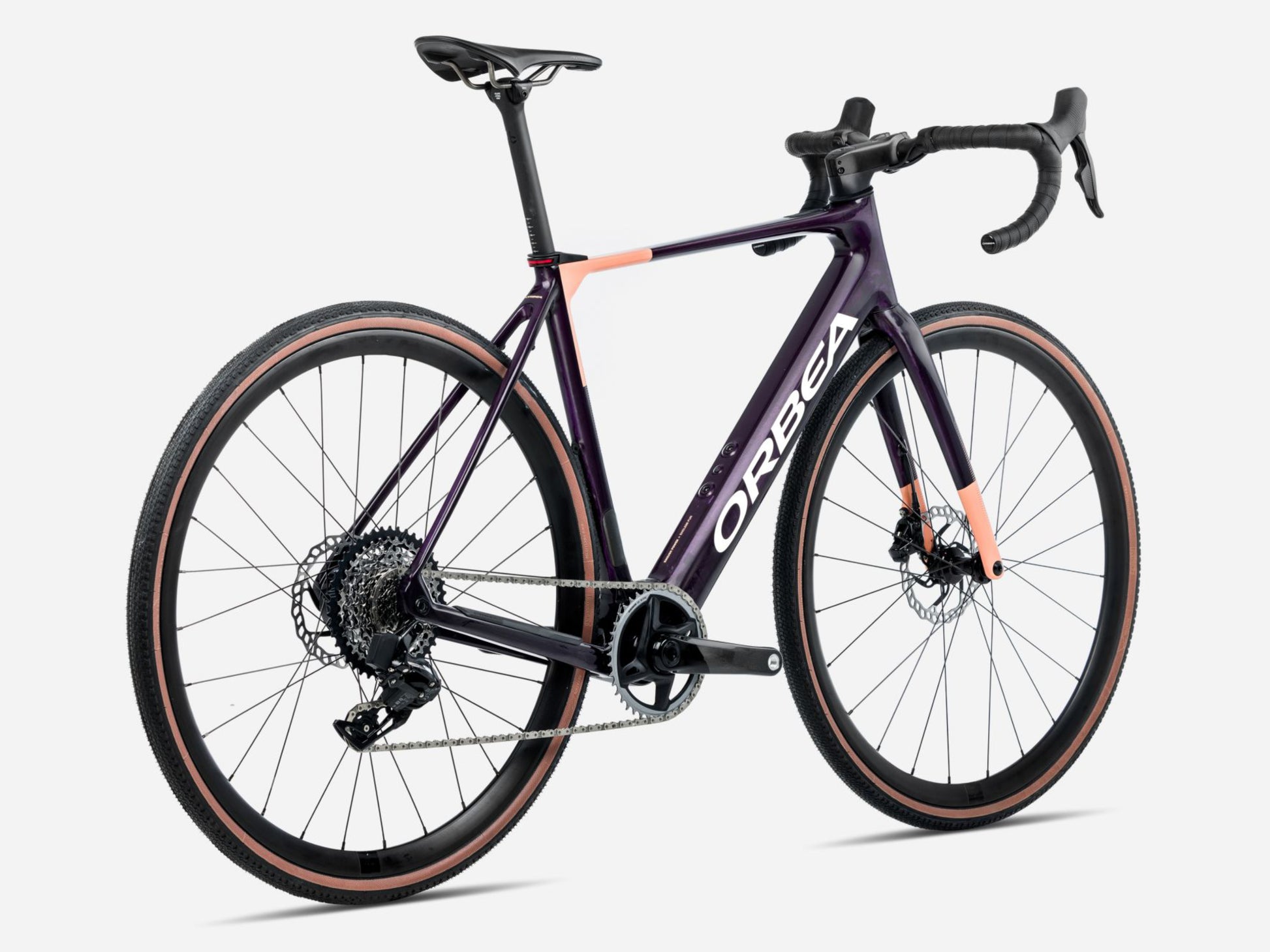 Orbea Gain M20I Gravel Road eBike Fantasy purple carbon view gloss / orange cloud matte Rear facing view