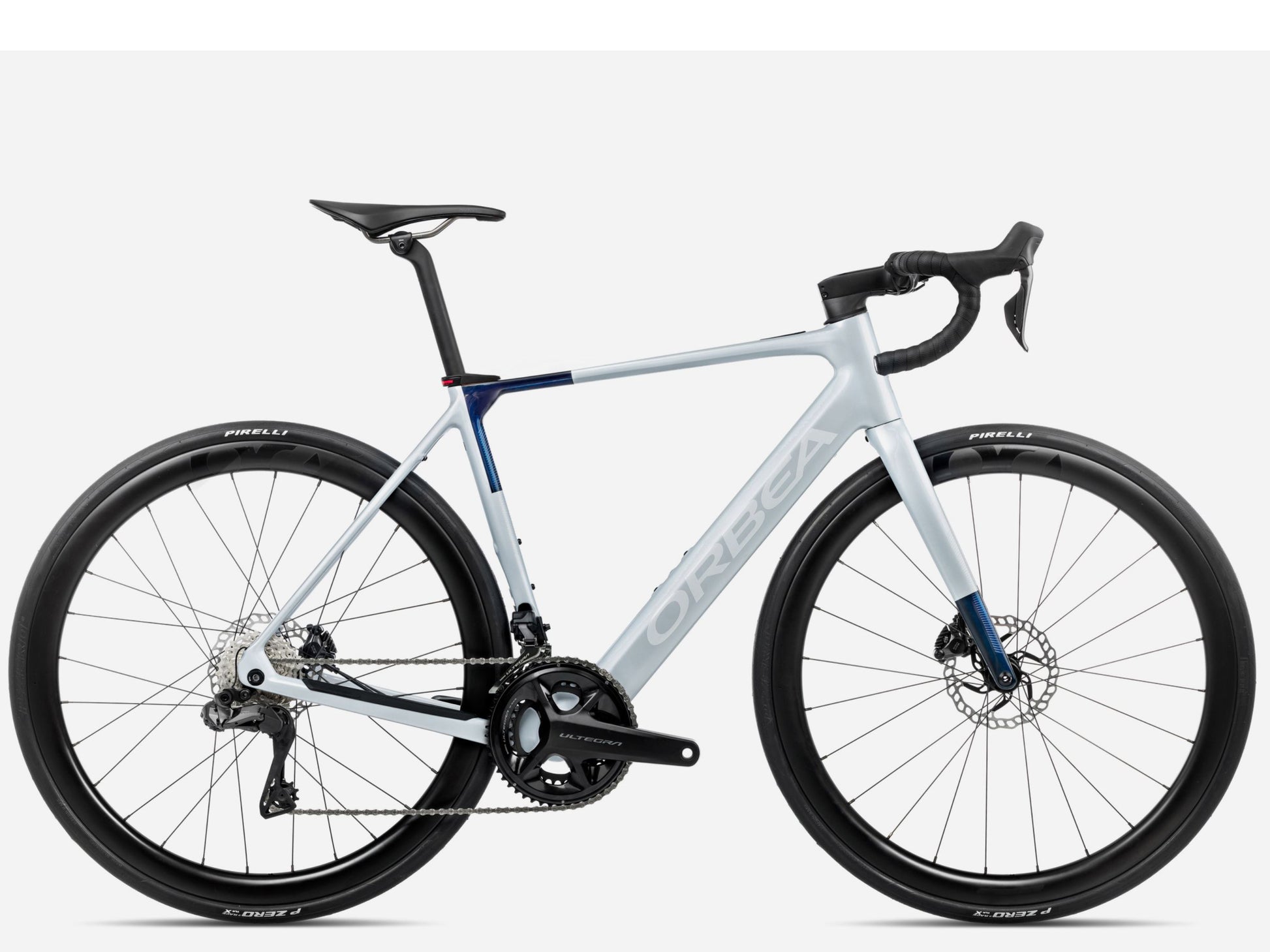 Orbea Gain M20I Gravel Road eBike Halo sIlver matte / blue carbon view gloss Side view 