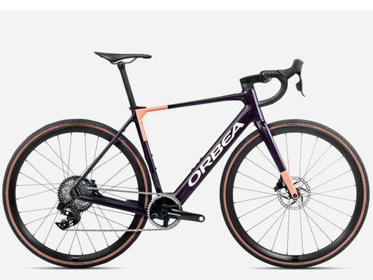 Orbea Gain M21E 1X Gravel Road eBike Fantasy purple carbon view gloss / orange cloud matte Side profile 