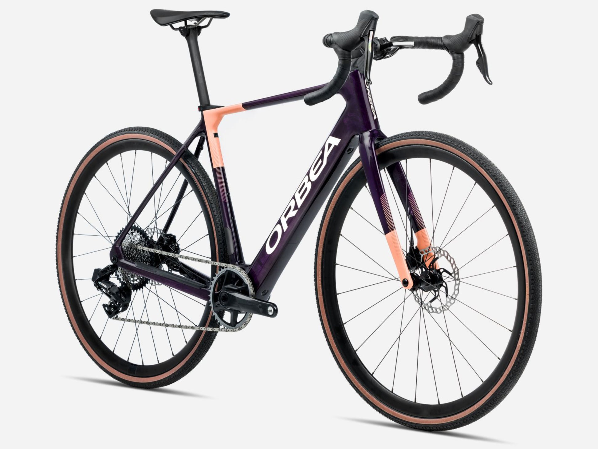 Orbea Gain M30 Gravel Road eBike Fantasy purple carbon view gloss / orange cloud matte Forward facing view