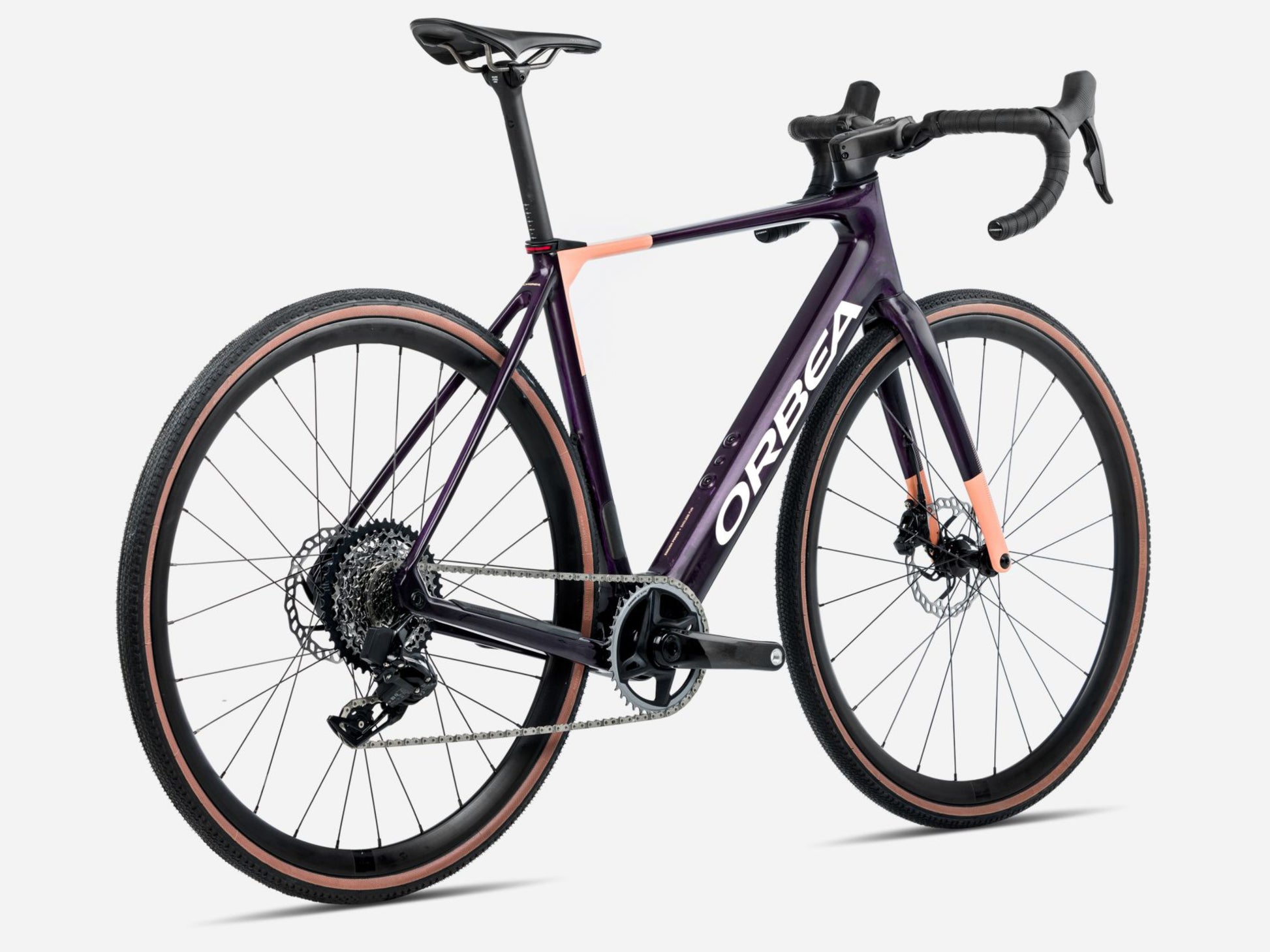 Orbea Gain M30 Gravel Road eBike Fantasy purple carbon view gloss / orange cloud matte Rear facing view