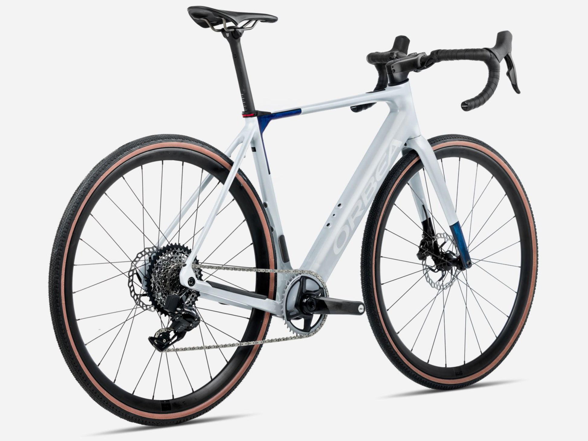 Orbea Gain M30 Gravel Road eBike Halo sIlver matte / blue carbon view gloss Rear facing view