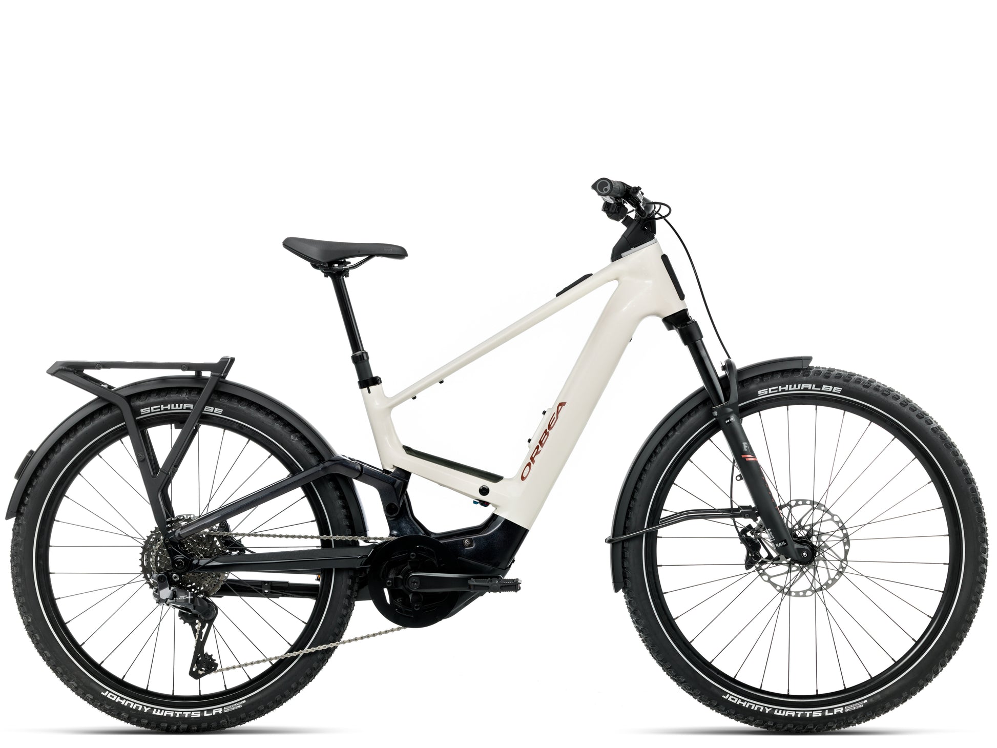 Orbea Muga 20 28MPH Ivory white / black gloss Mid step Road commuter Side profile