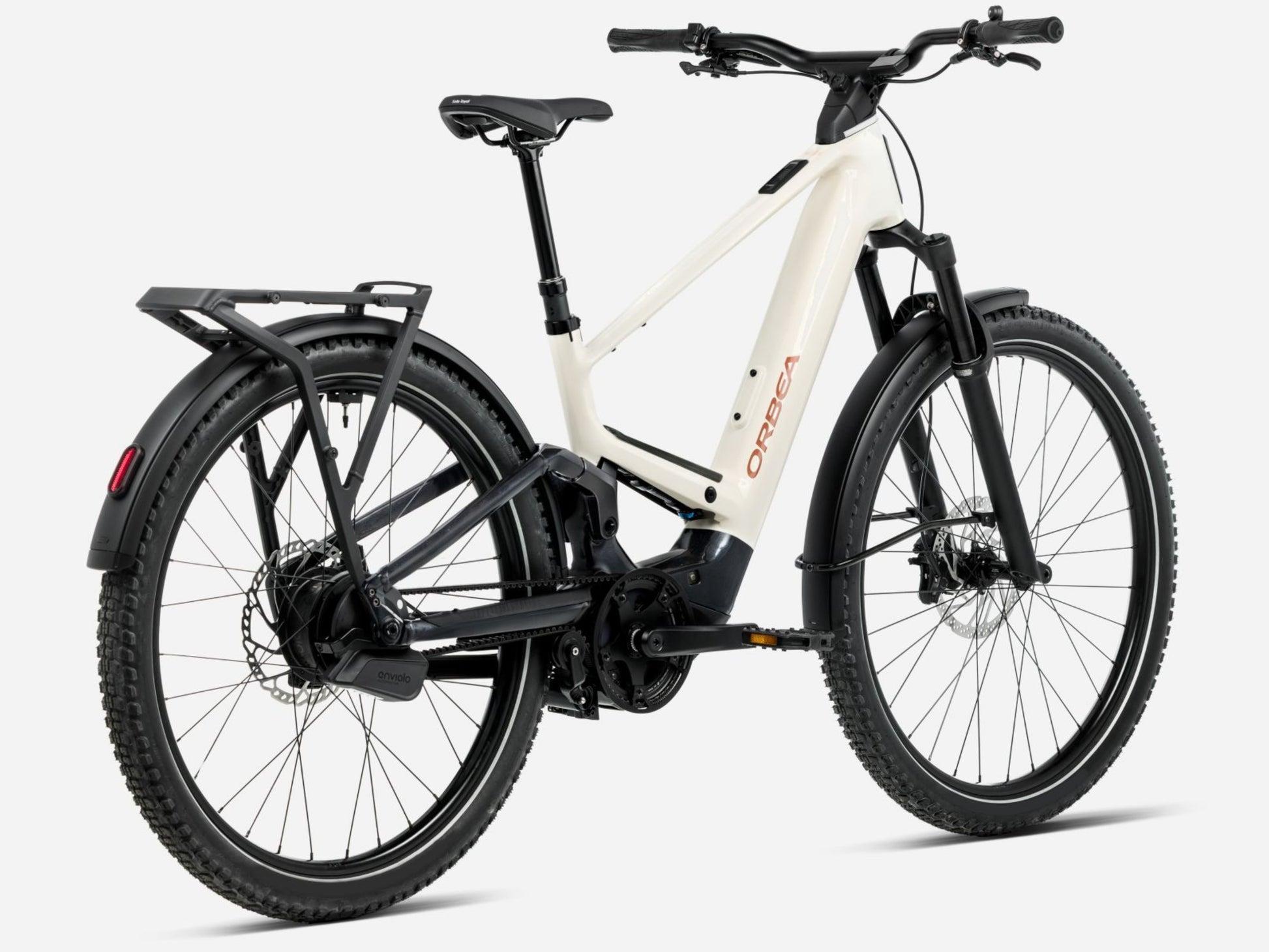 Orbea Muga 30 28MPH Ivory white / black gloss Mid step Road commuter Back view