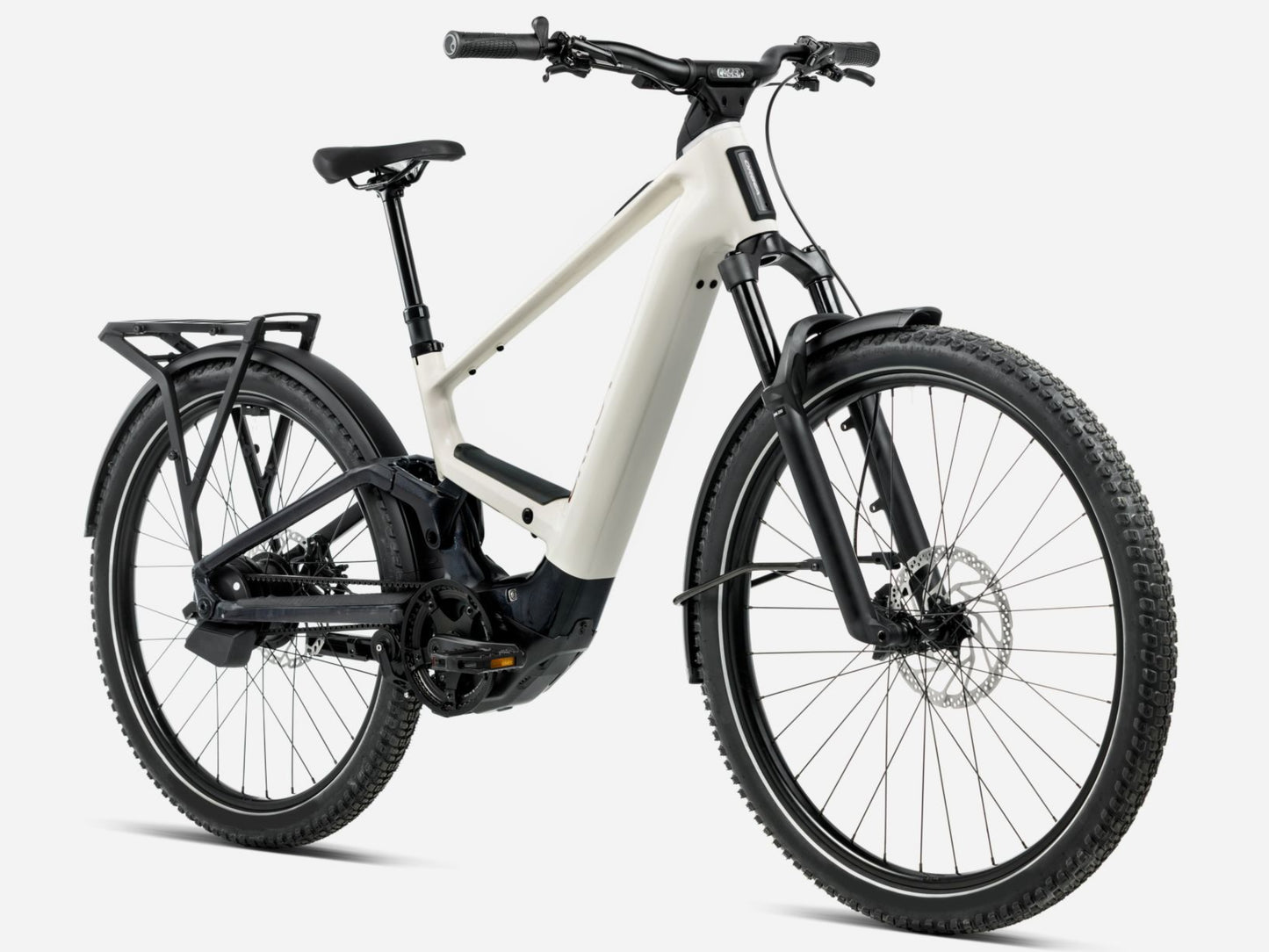 Orbea Muga 30 28MPH Ivory white / black gloss Mid step Road commuter Front view