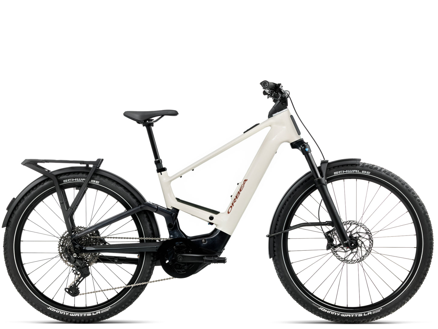 Orbea Muga 30 28MPH Ivory white / black gloss Mid step Road commuter Side profile