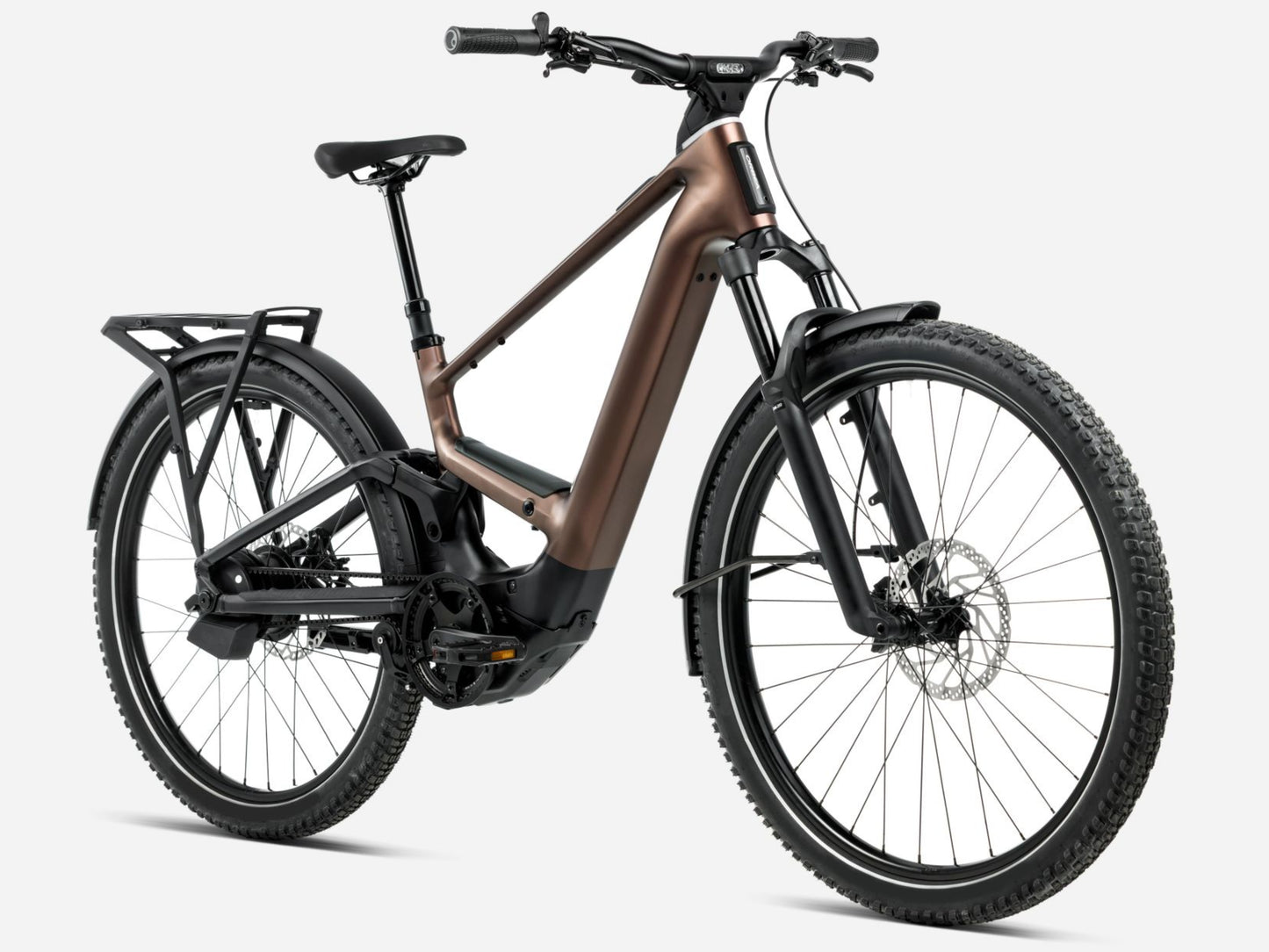 Orbea Muga 30 28MPH Metallic rust / diamond black matte  Mid step Road commuter Front view