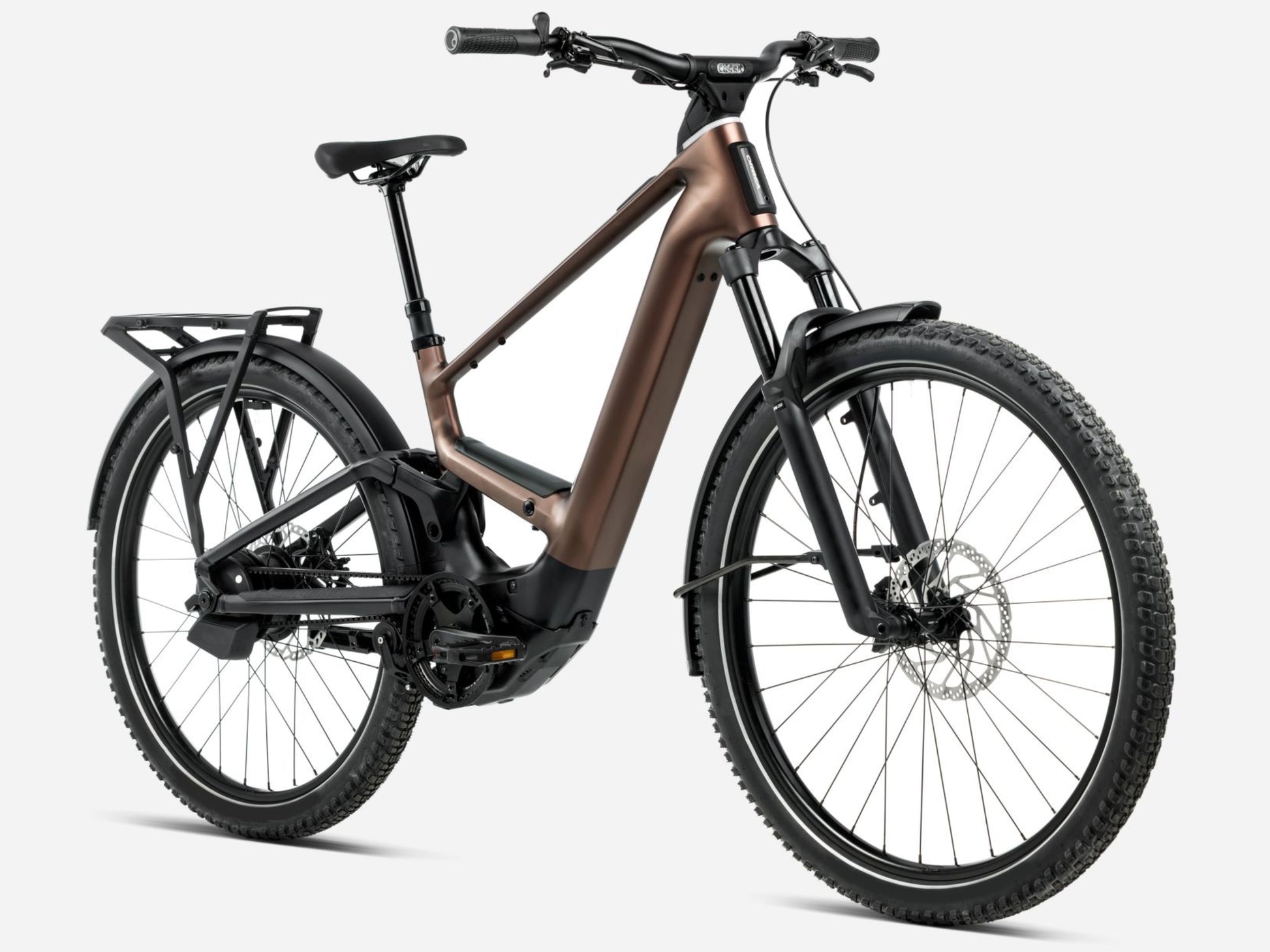 Orbea Muga 30 28MPH Metallic rust / diamond black matte  Mid step Road commuter Front view