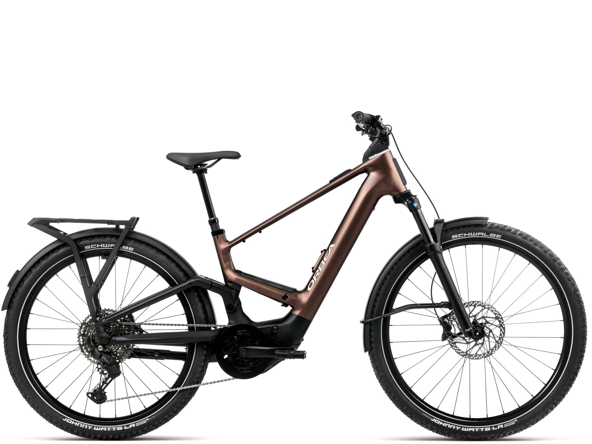 Orbea Muga 30 28MPH Metallic rust / diamond black matte  Mid step Road commuter Side profile