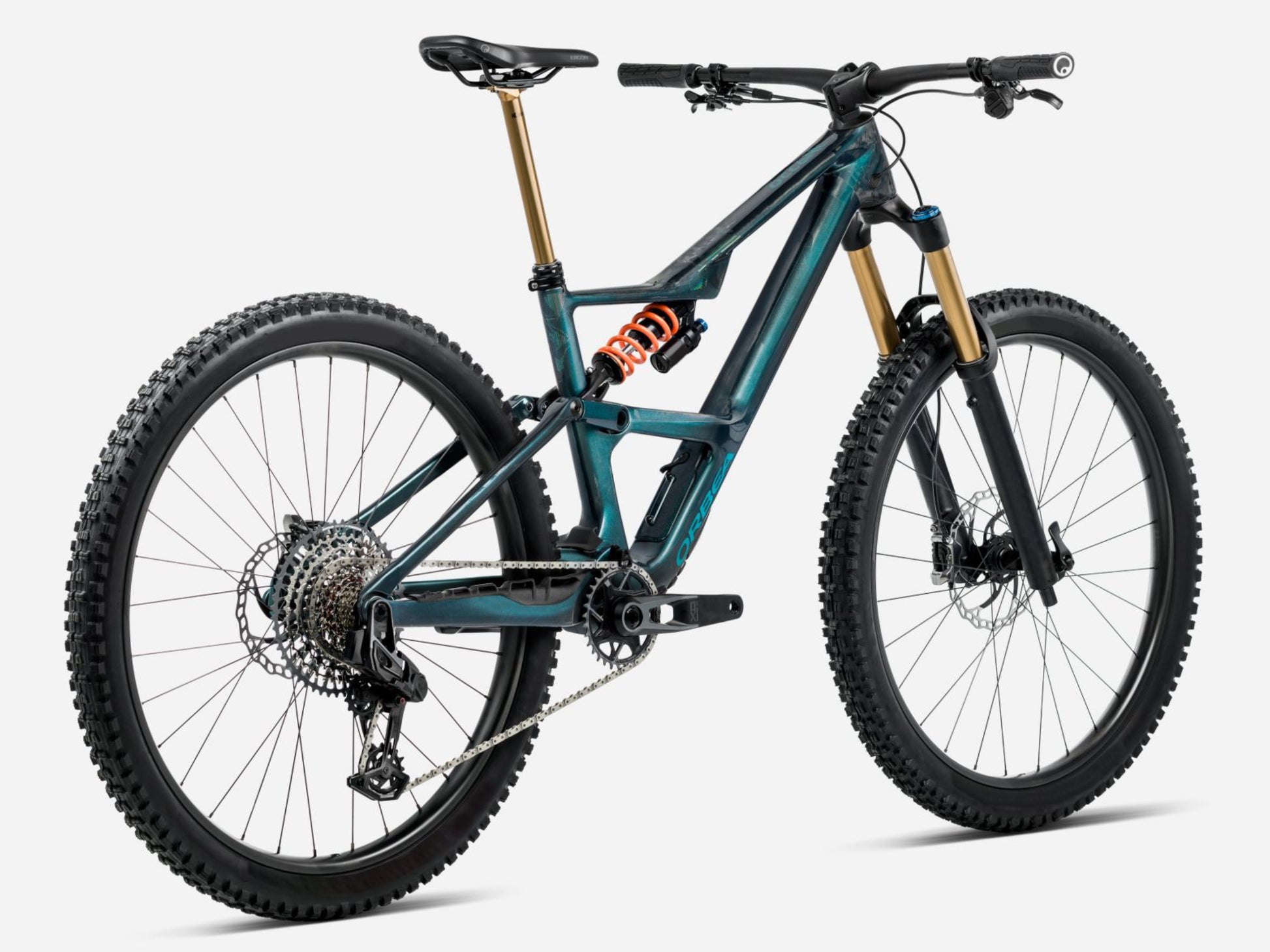 Orbea Occam LT M-Team Full Suspension Mountain bike Escape green / carbon gloss Rear facing view