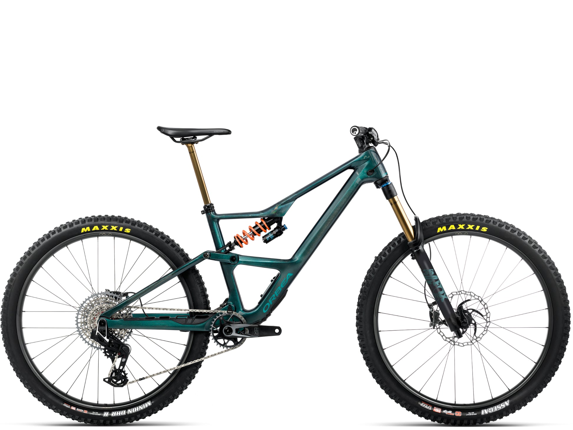 Orbea Occam LT M-Team Full Suspension Mountain bike Escape green / carbon gloss Side profile 