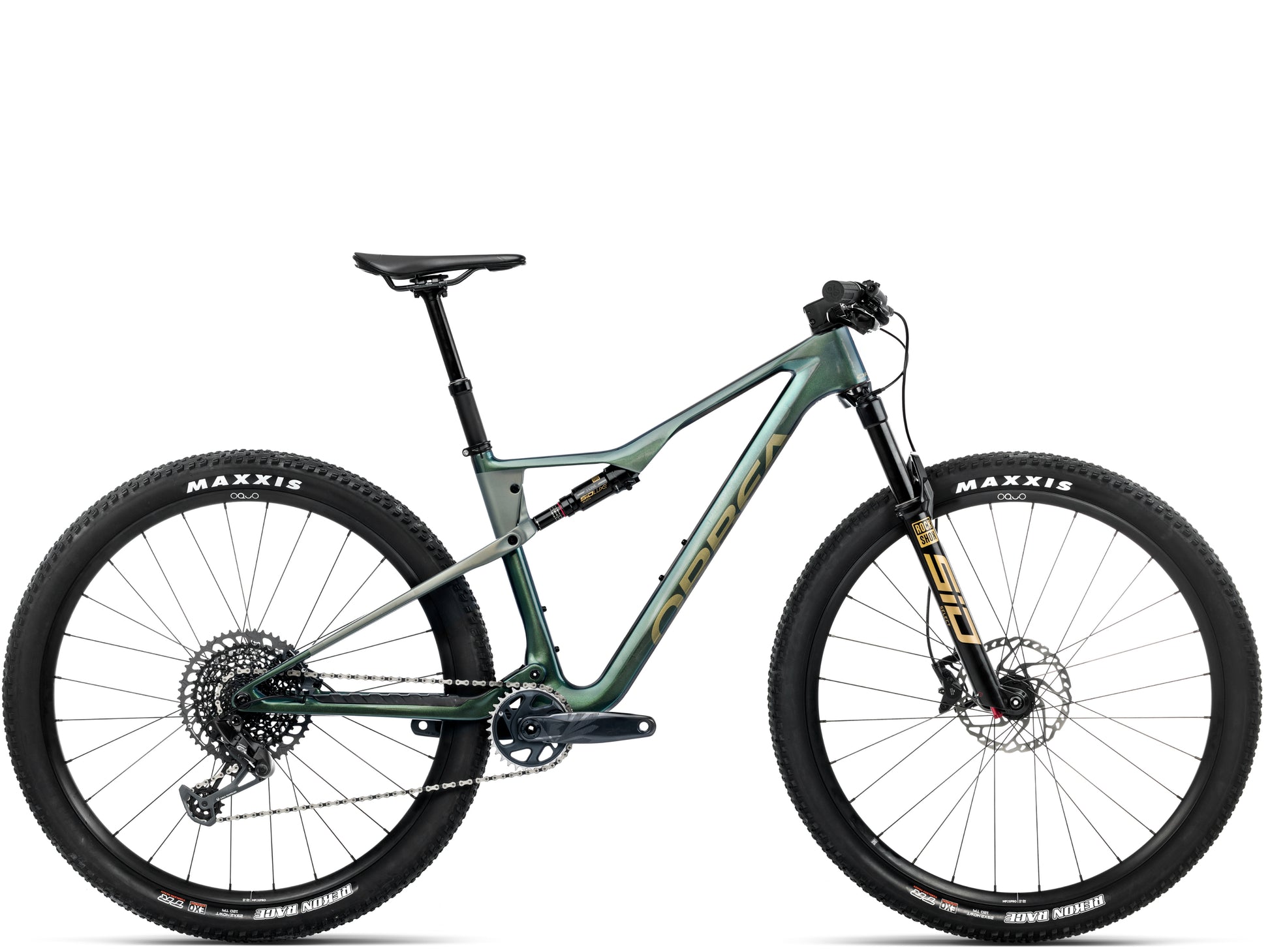 Orbea Oiz M21 Full Suspension Mountain bike Seaweed carbon view gloss / spaceship green matte Side profile