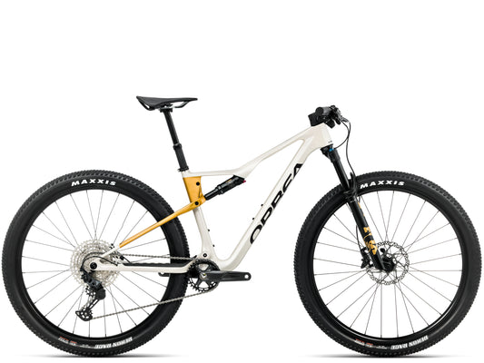 Orbea Oiz M30 Full Suspension Mountain bike Ivory white gloss / bumblebee yellow matte Side profile