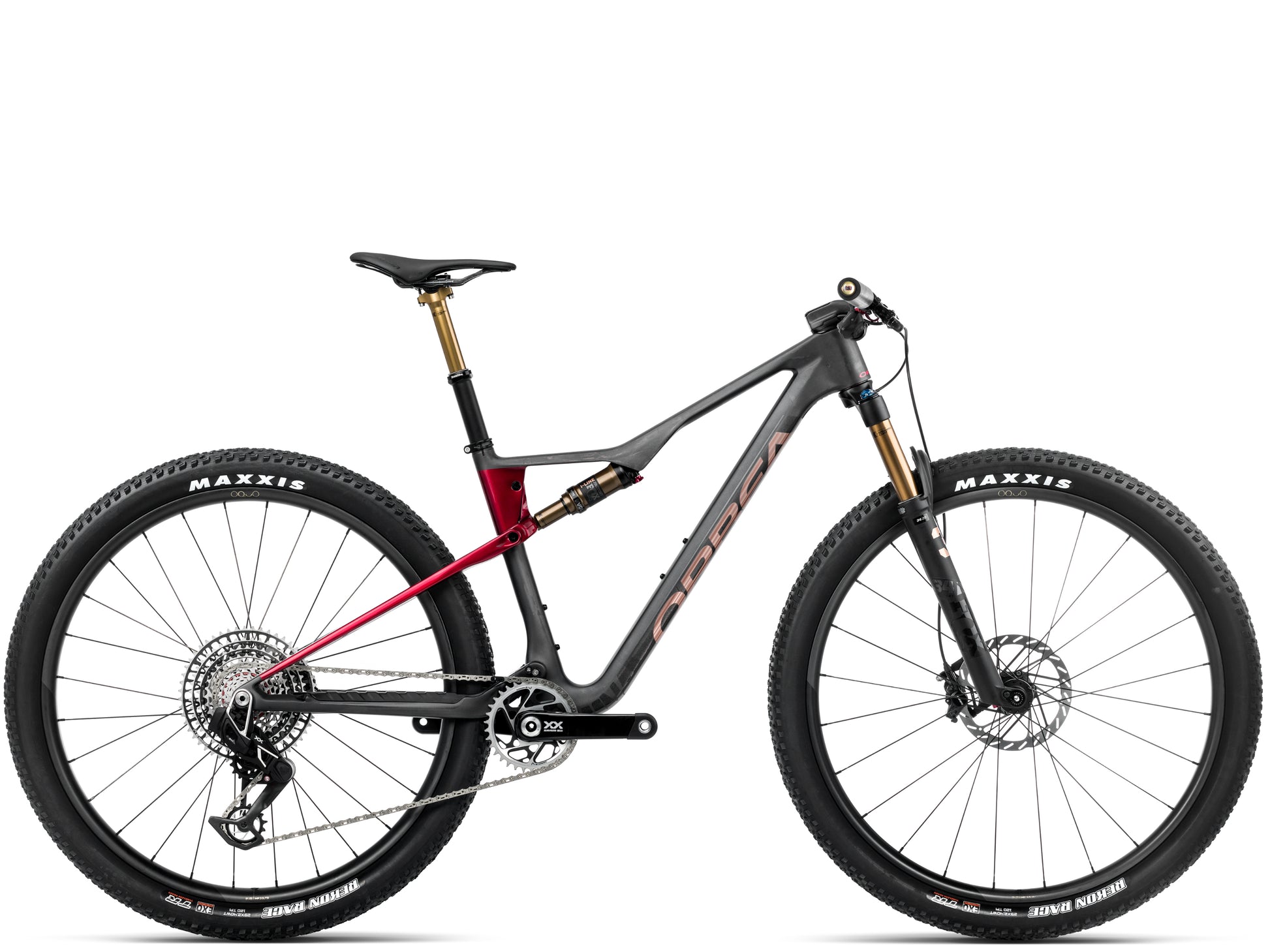 Orbea Oiz M-LTD Full Suspension Mountain bike Diamond carbon view matte / cherry red gloss Side profile