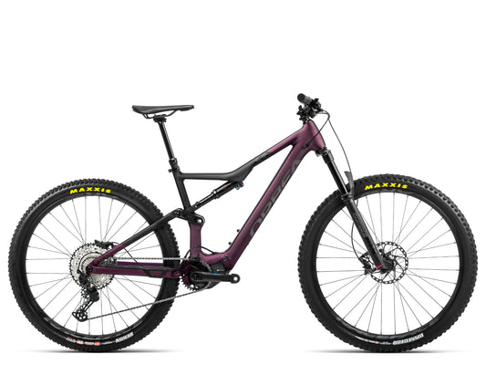 Orbea Rise H30 eMTB Full Suspension Mulberry / black Side profile Fly Ride USA