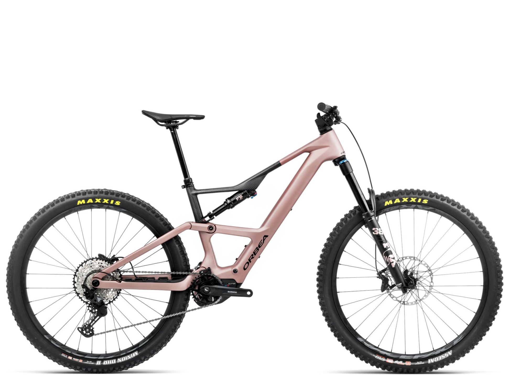 Orbea Rise LT M20 eMTB Enduro Desert rose / carbon raw matte  Side view