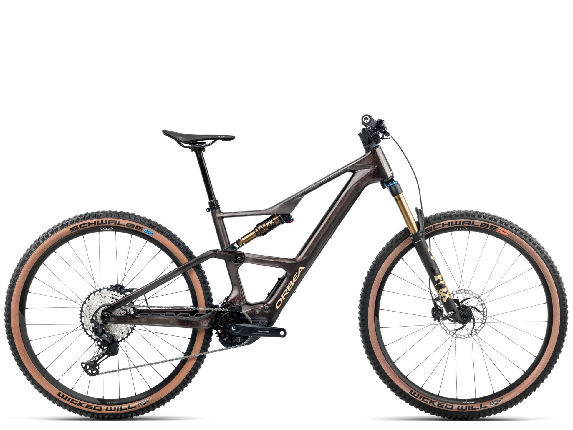 Orbea Rise SL M10 eMTB Cosmic carbon view / gold sand gloss Side profile