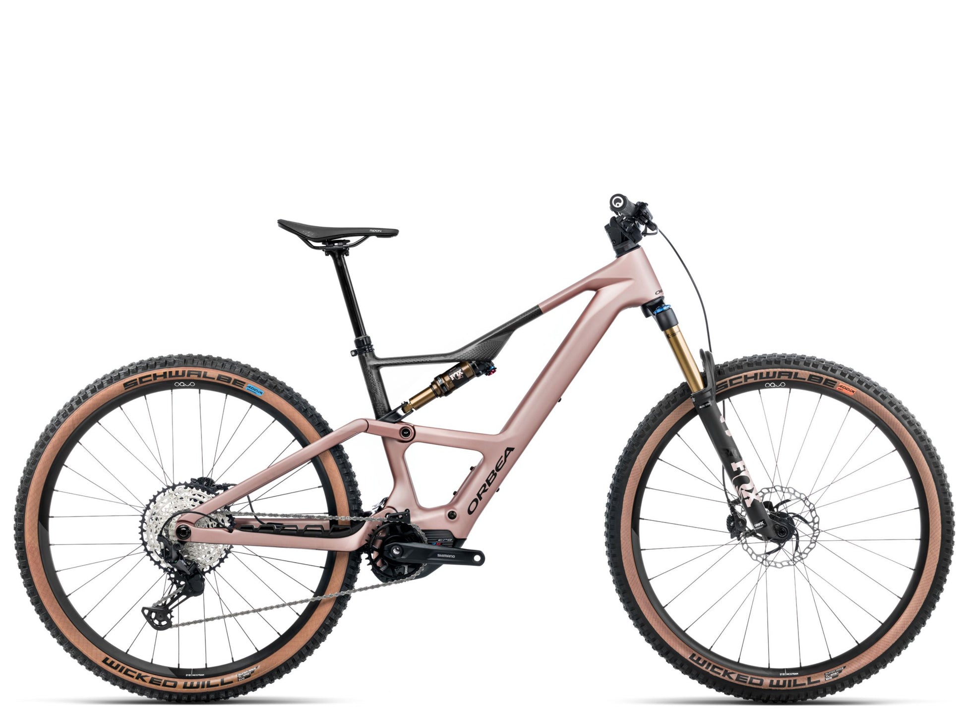 Orbea Rise SL M10 eMTB Desert rose/ carbon raw matte Side profile
