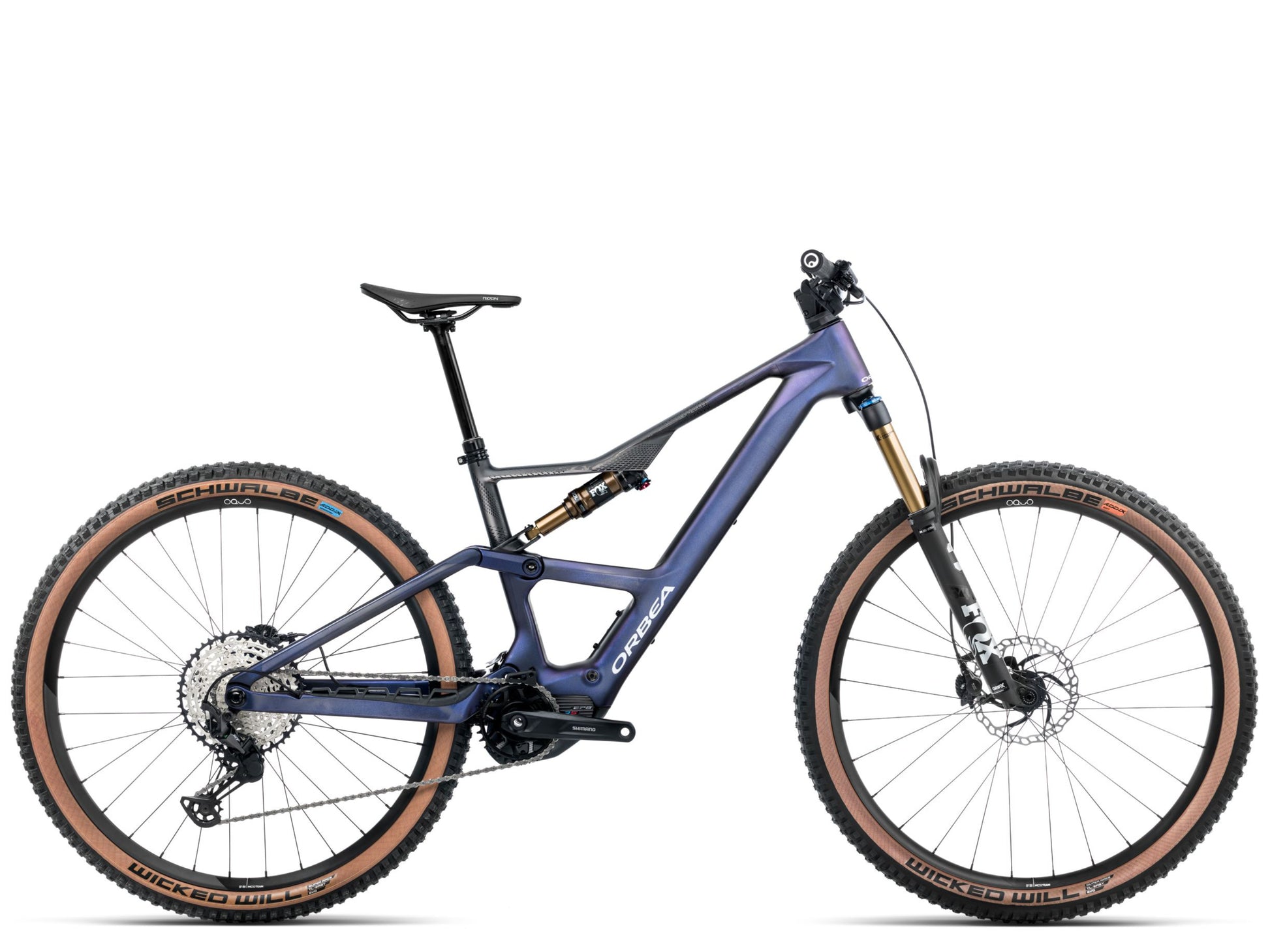 Orbea Rise SL M10 eMTB Tanzanite carbon view / Carbon raw matte Side profile