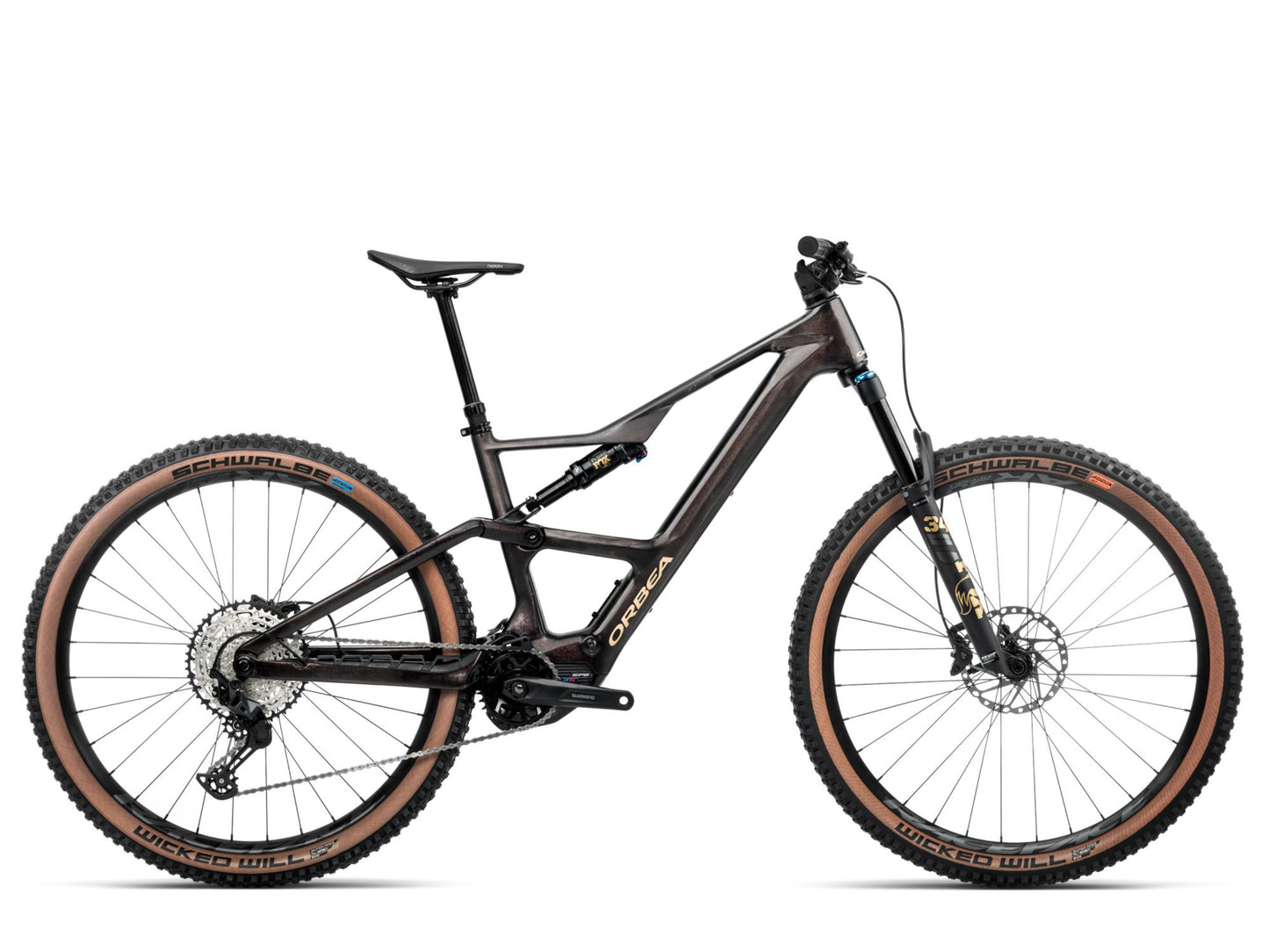 Orbea Rise SL M20 eMTB Cosmic carbon view / gold sand gloss Side profile
