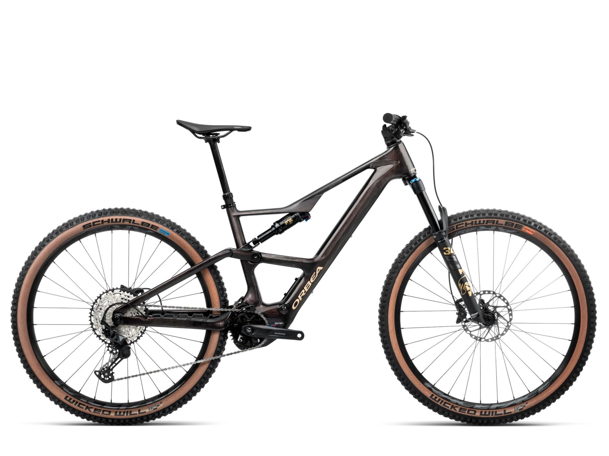 Orbea Rise SL M20 eMTB Cosmic carbon view / gold sand gloss Side profile