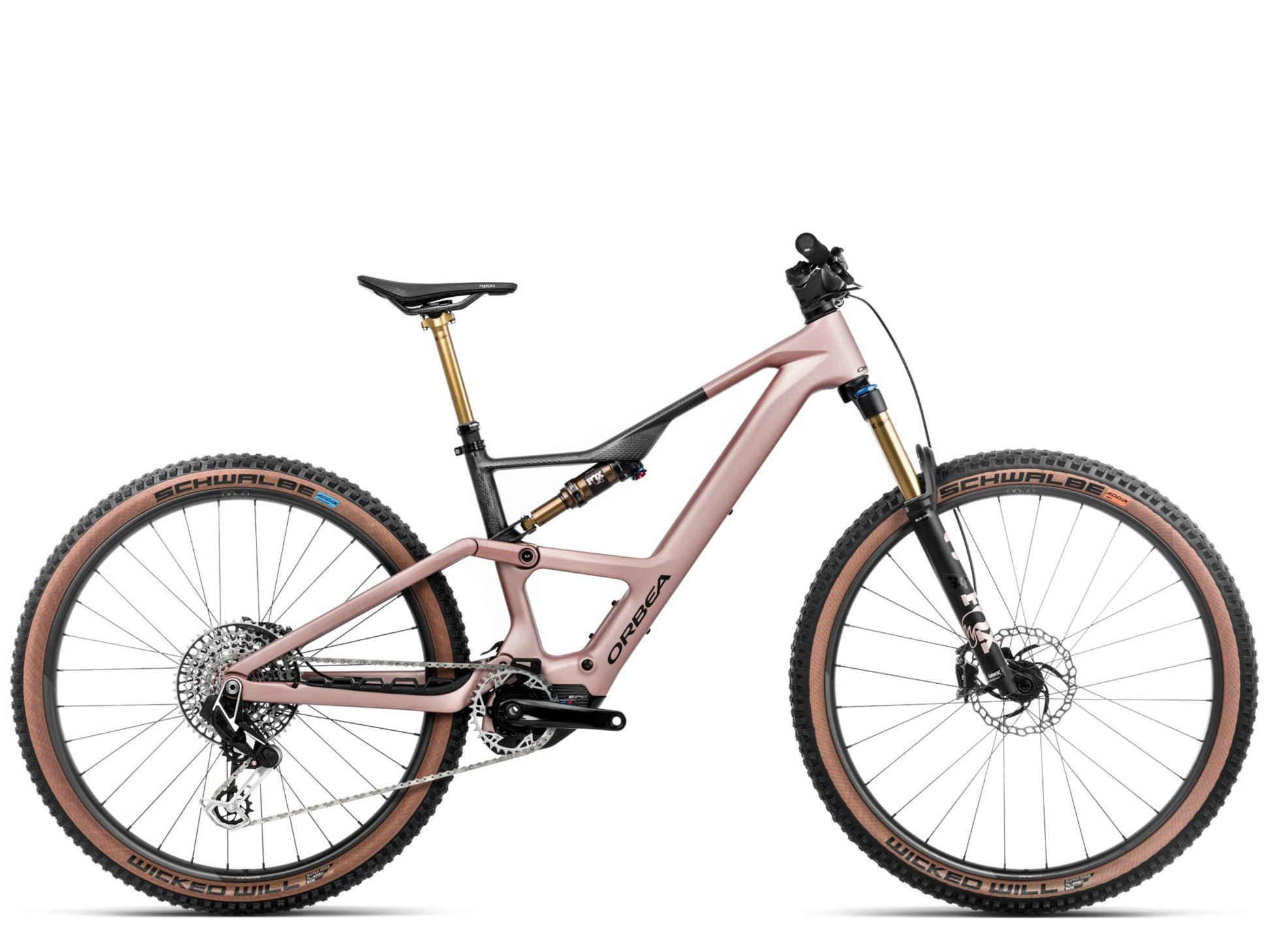 Orbea Rise SL M20 eMTB Desert rose/ carbon raw matte Side profile