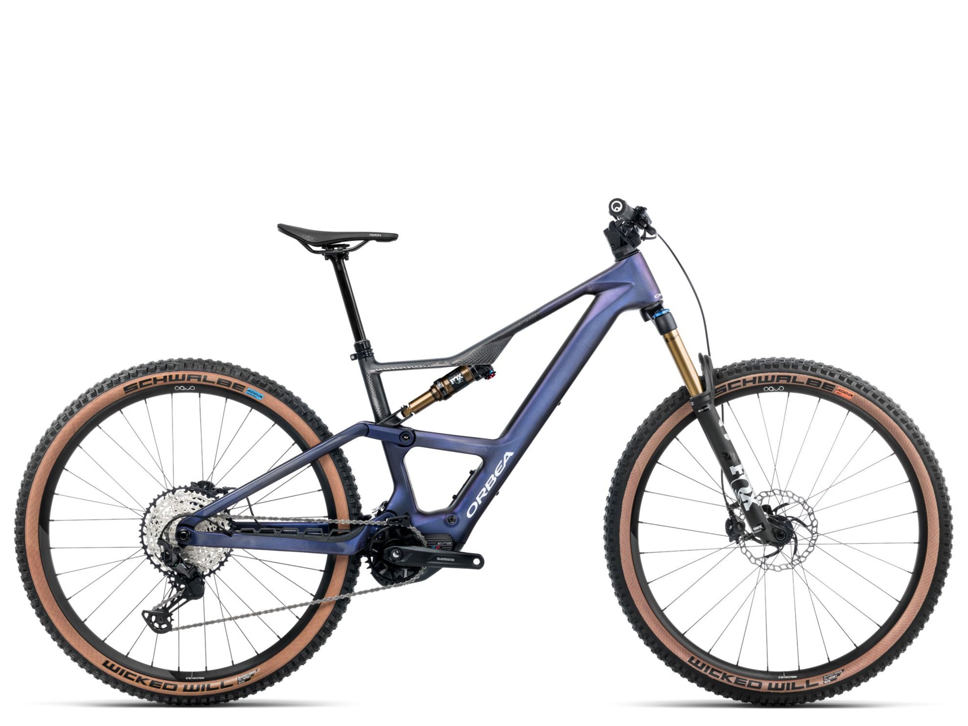 Orbea Rise SL M20 eMTB Tanzanite carbon view / Carbon raw matte Side profile