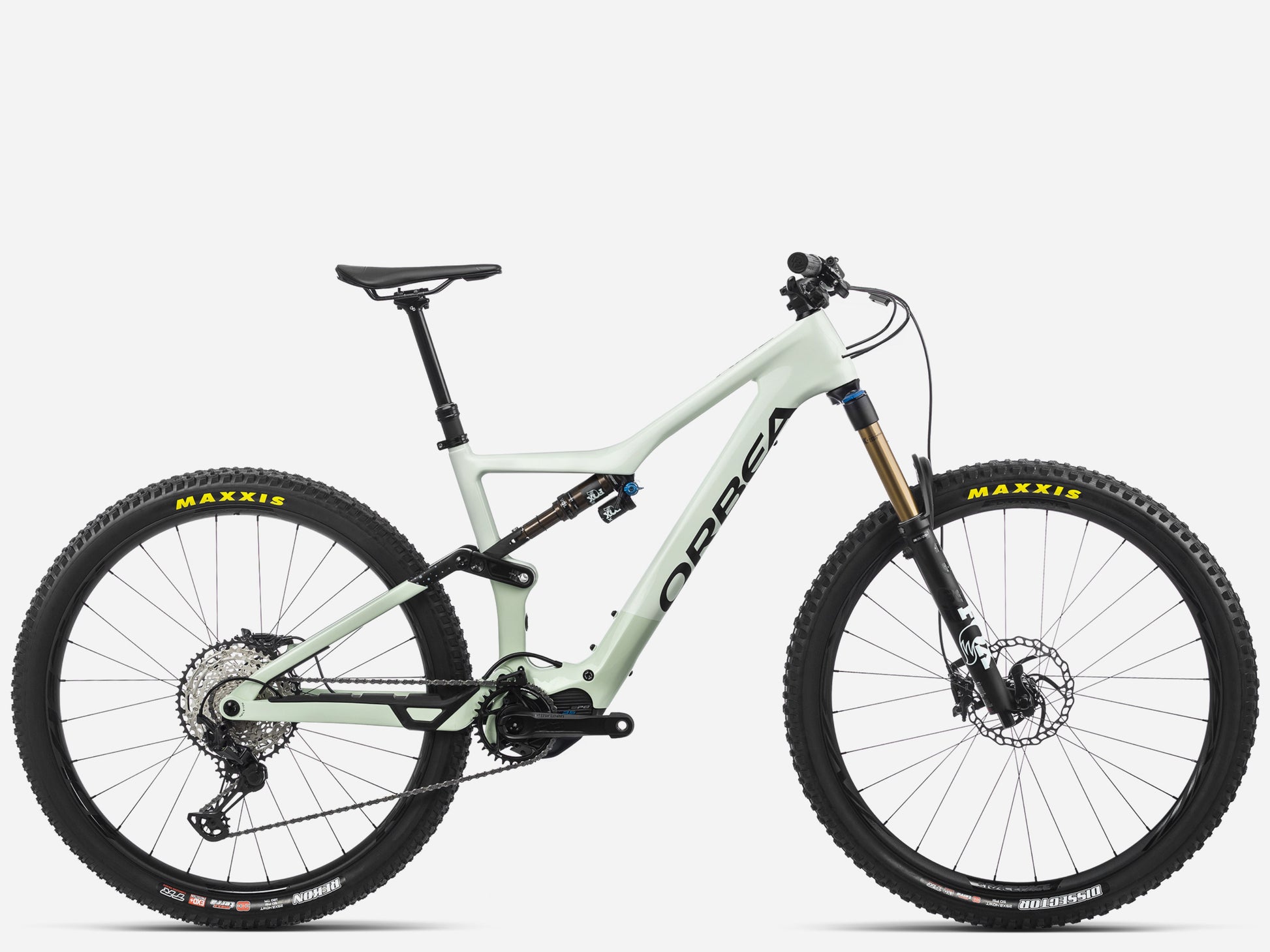 Orbea Rise M10 Sap white / mist green gloss eMTB full suspension Side profile