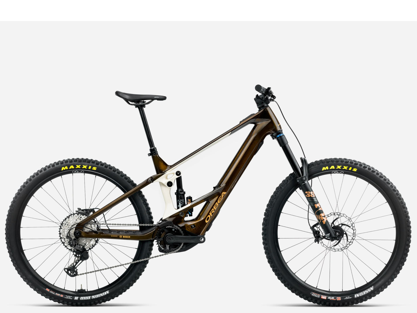 Orbea Wild M10 eMTB Enduro Carmel carbon view gloss / cream white matte Side profile