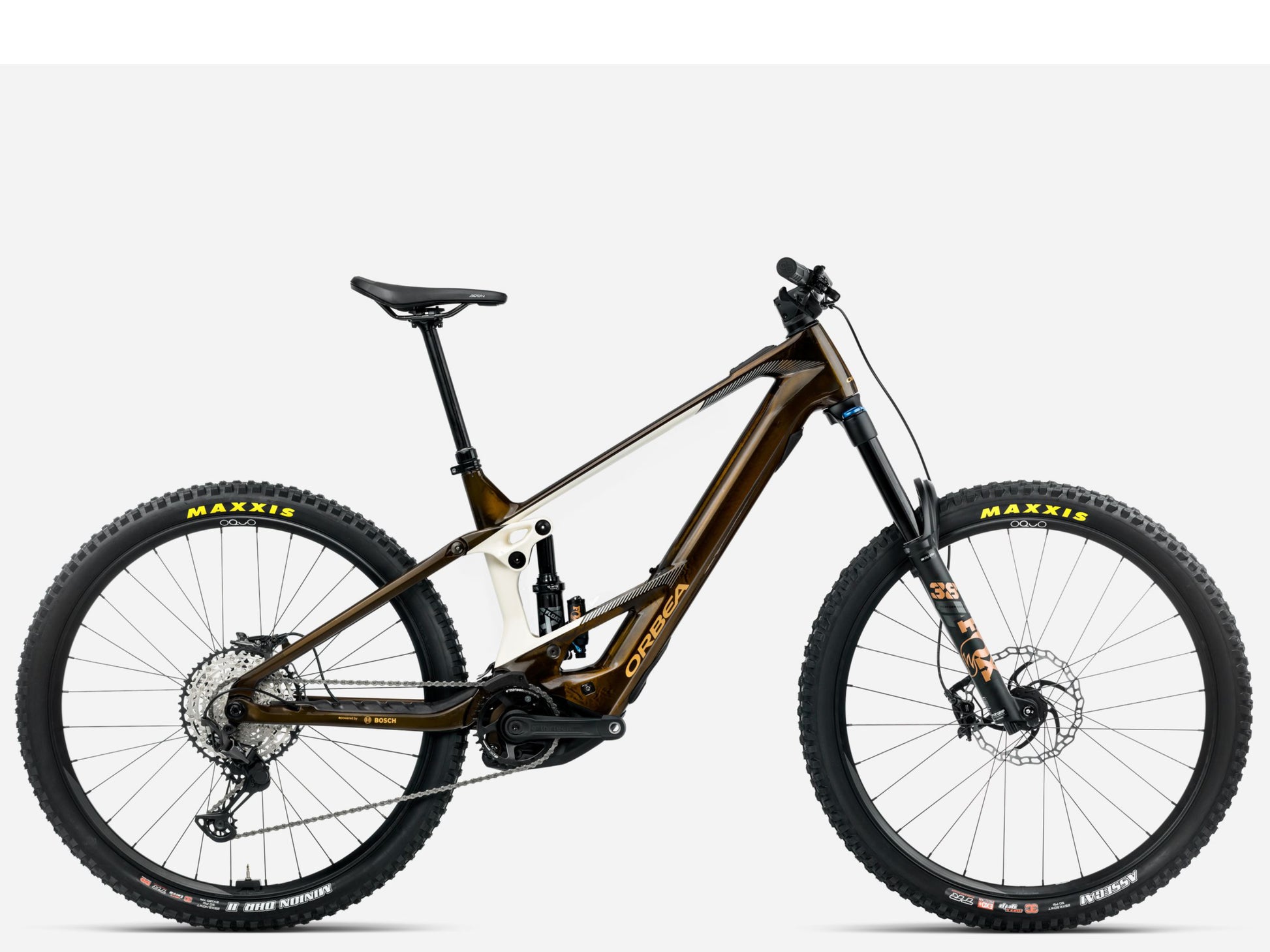 Orbea Wild M10 eMTB Enduro Carmel carbon view gloss / cream white matte Side profile