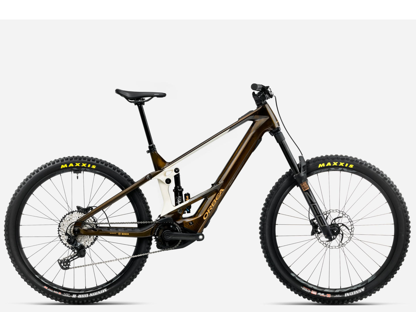 Orbea Wild M20 eMTB Enduro Carmel carbon view gloss / cream white matte Side profile
