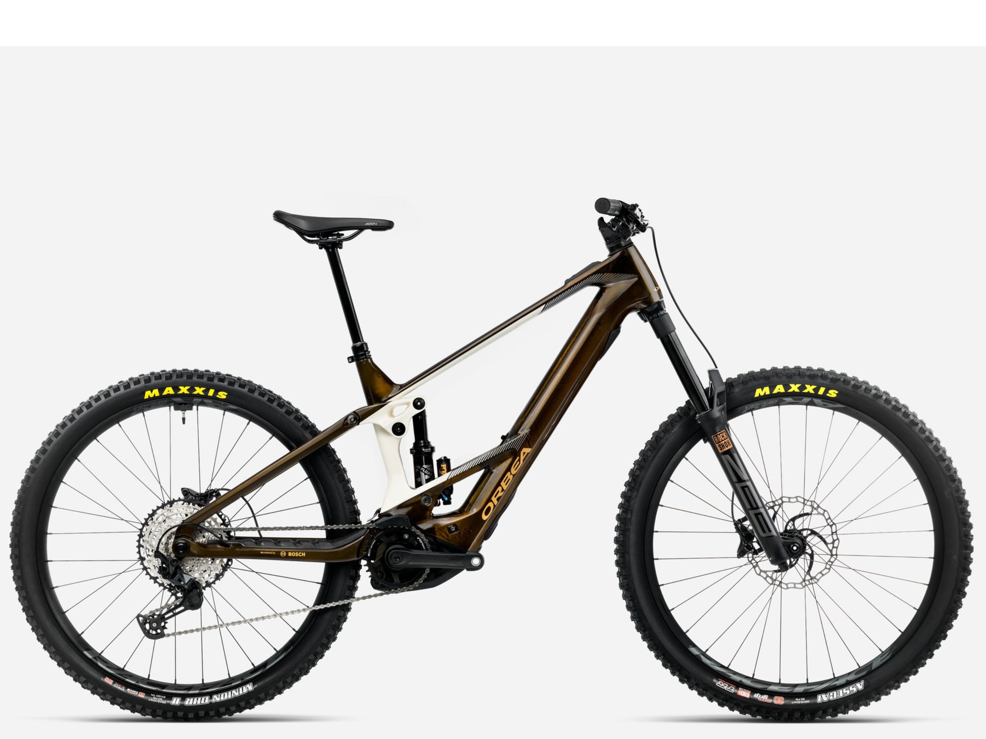 Orbea Wild M20 eMTB Enduro Carmel carbon view gloss / cream white matte Side profile
