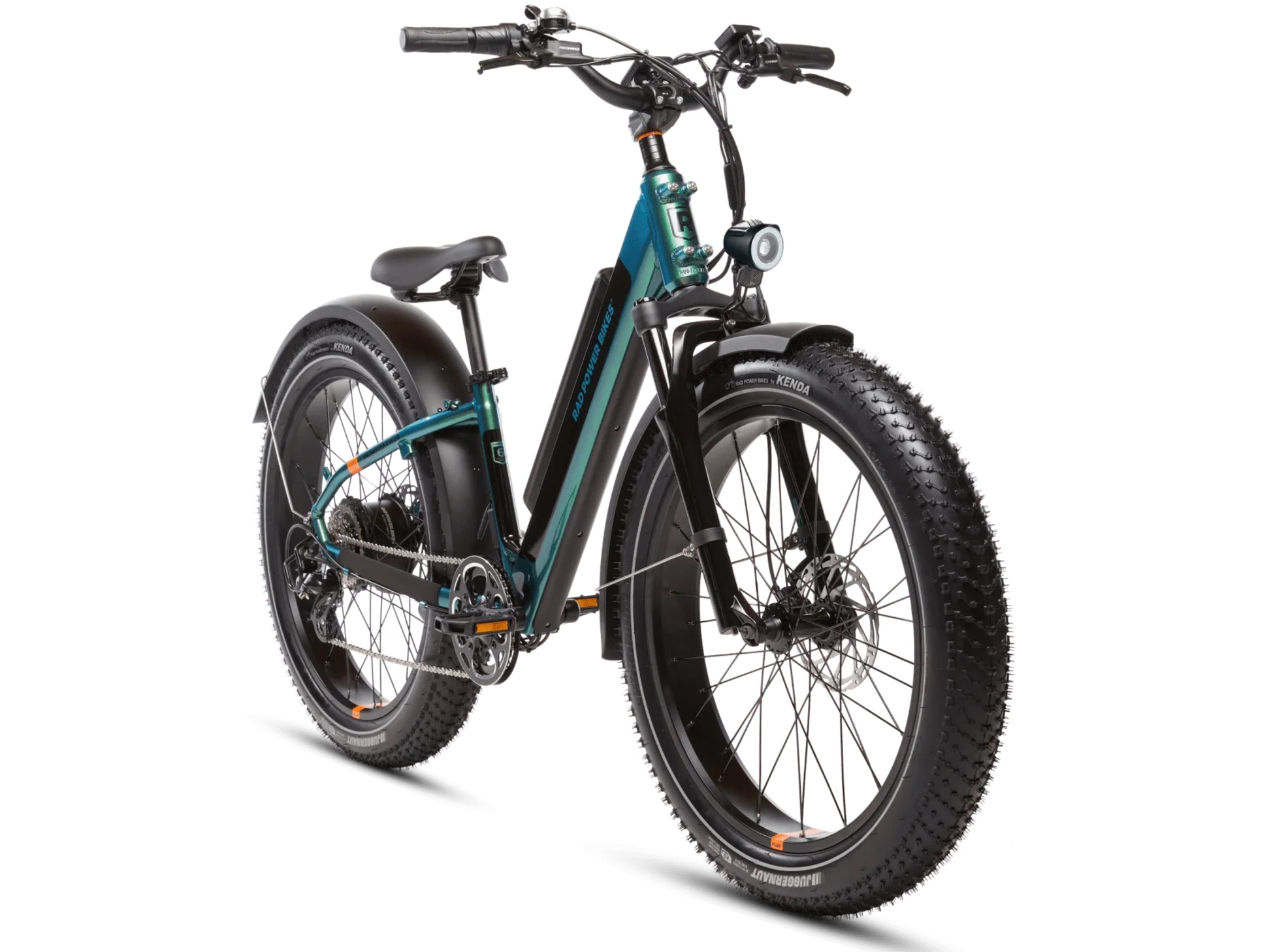 Rad Power RadRover™ 6 Plus Electric Fat Tire Bike Step-Thru Steelhead Green Forward faicng view