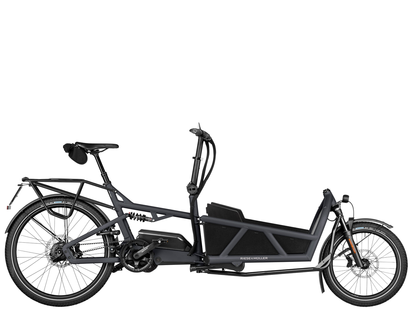 Riese & Muller Load5 60 Rohloff High Speed Cargo Electric Bike Coal grey matte Side profile 