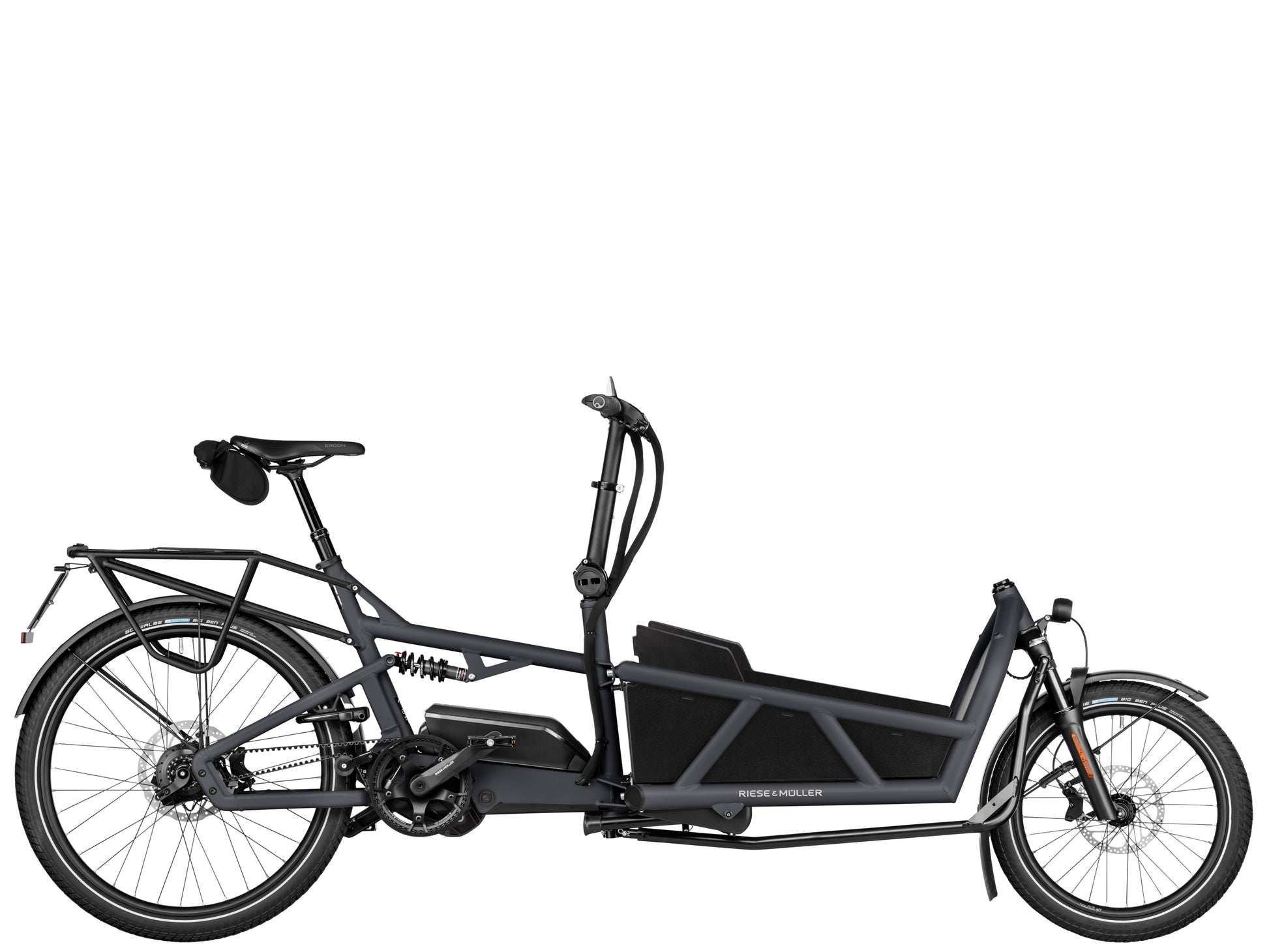 Riese & Muller Load5 60 Rohloff High Speed Cargo Electric Bike Coal grey matte Side profile 
