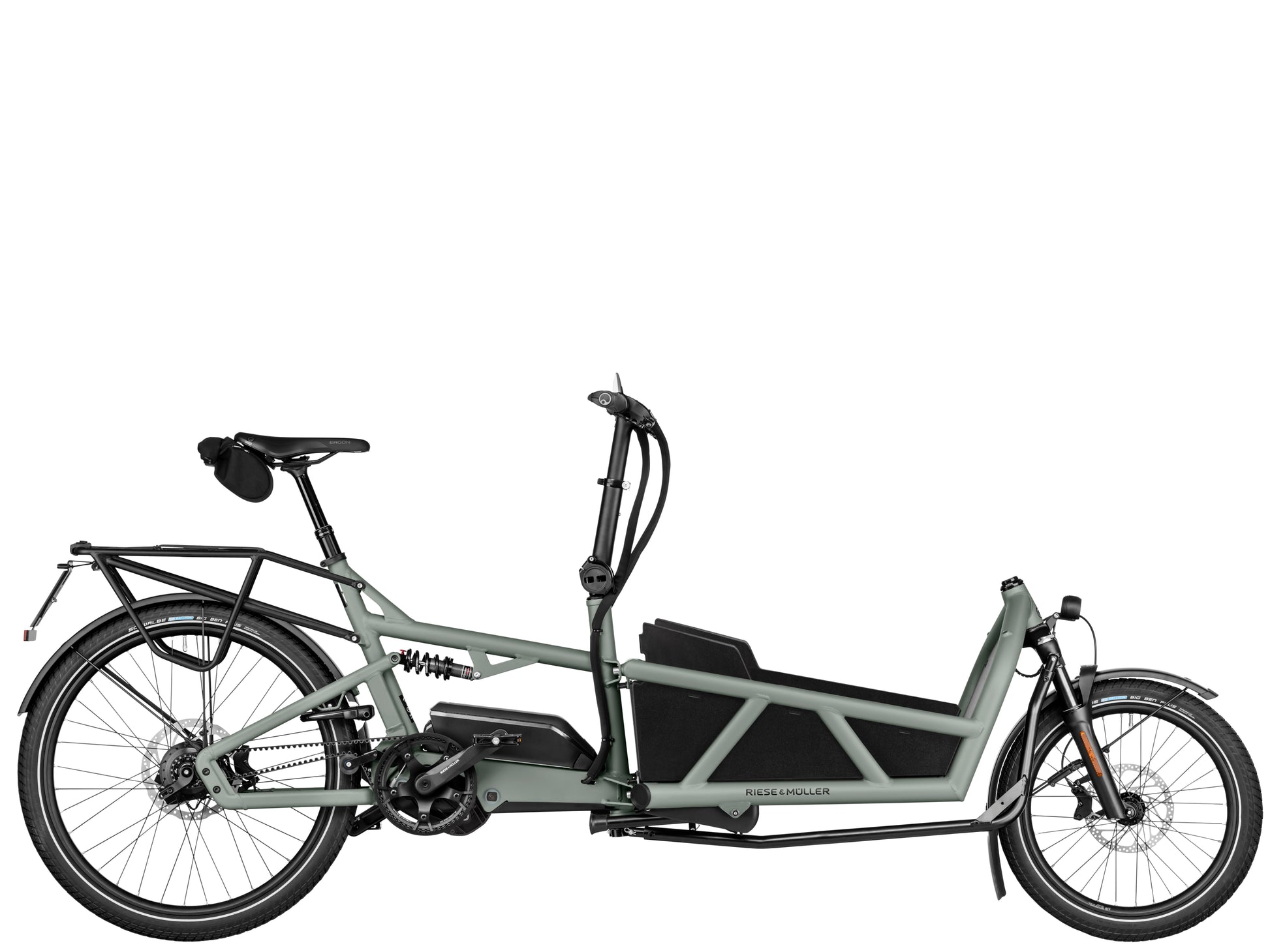 Riese & Muller Load5 60 Rohloff High Speed Cargo Electric Bike Tundra grey Matte Side profile.