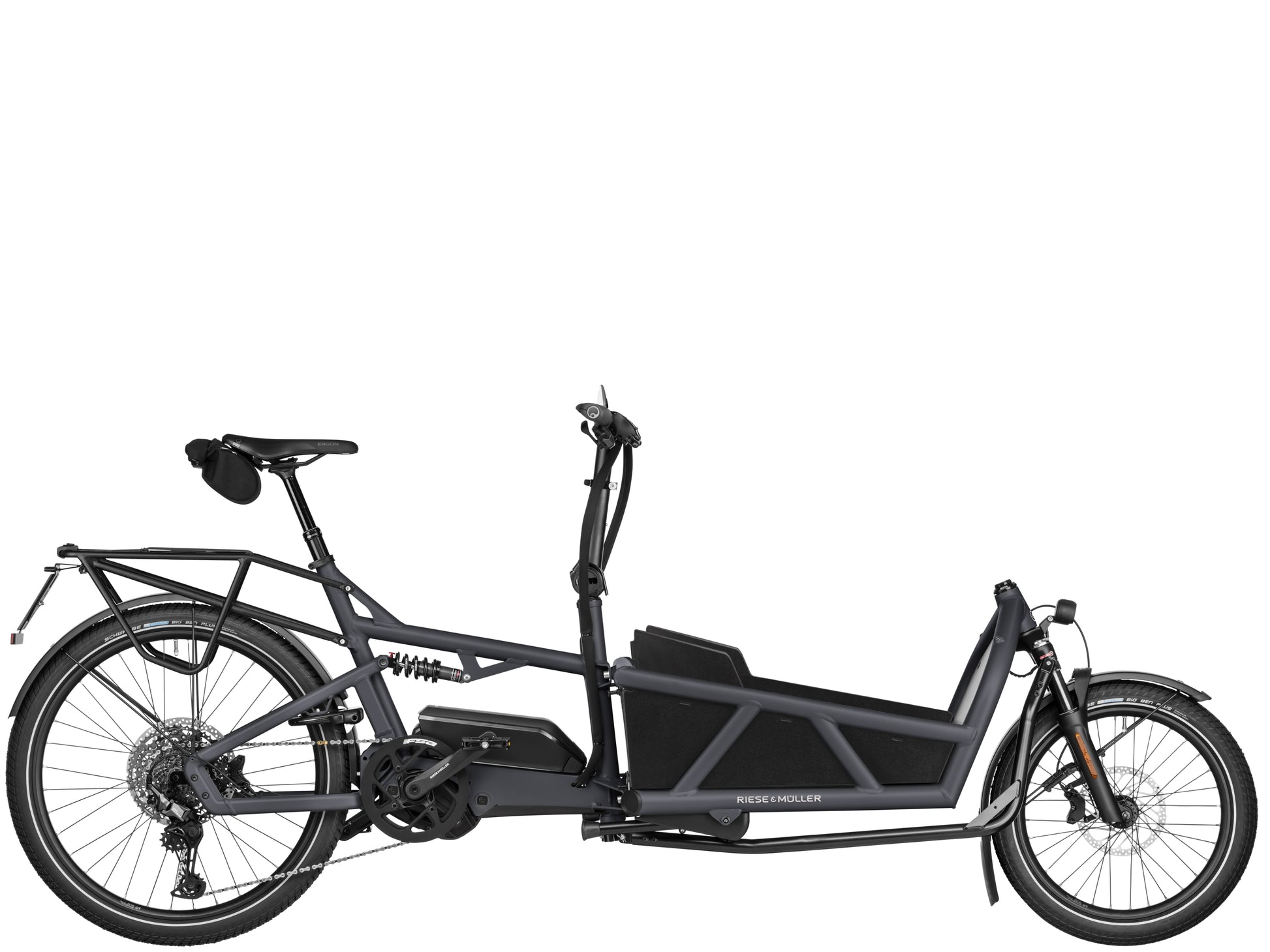 Riese & Muller Load5 60 Touring High Speed Cargo Electric Bike Coal grey matte Side profile 