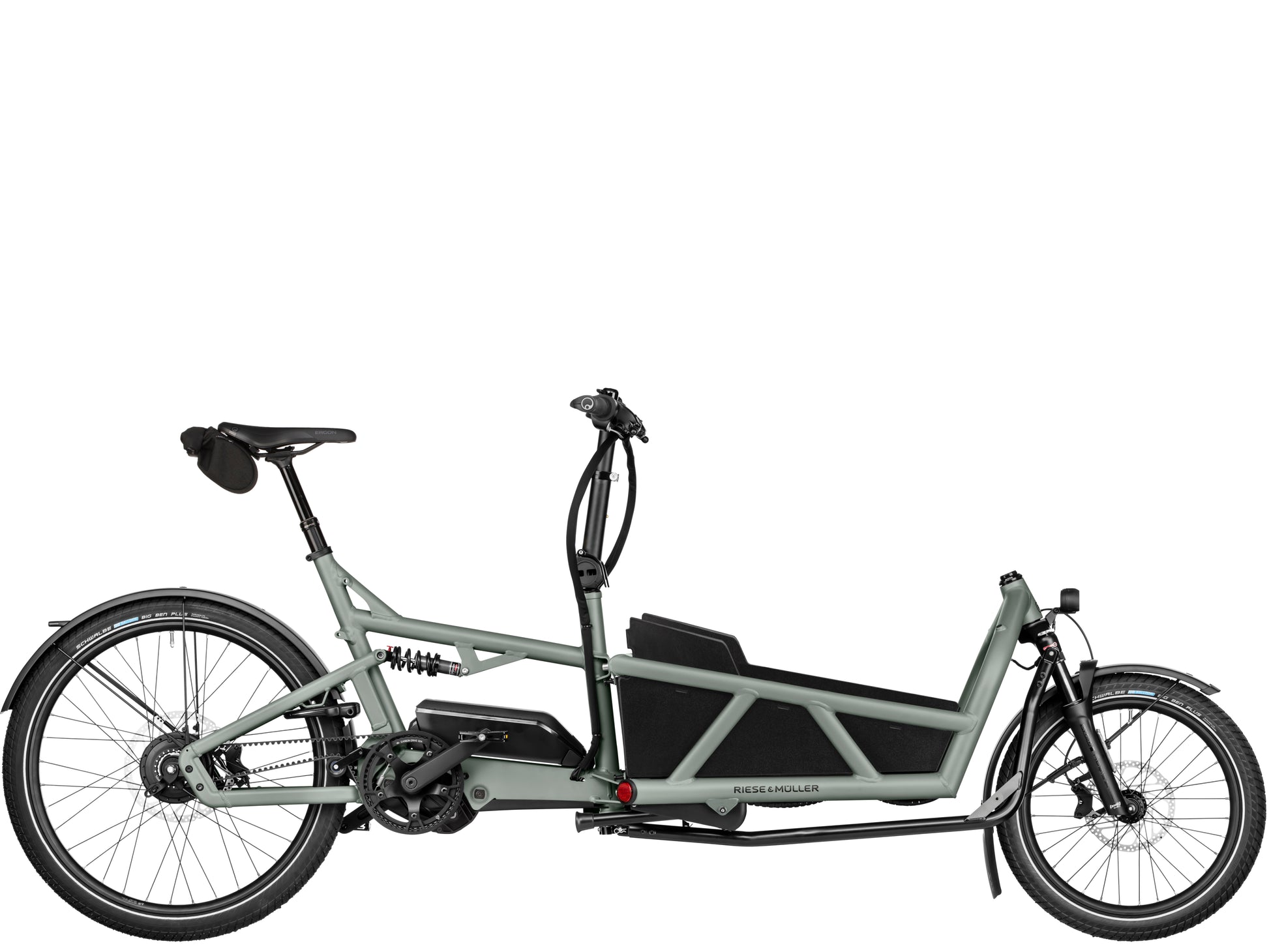Riese & Muller Load5 60 Vario Cargo Electric Bike Tundra grey Matte Side profile. 
