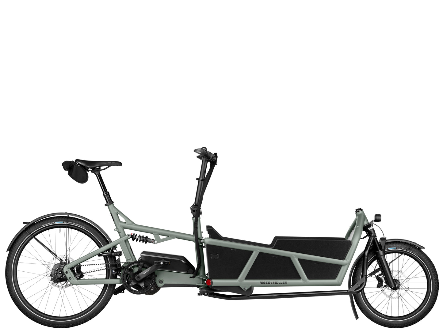 Riese & Muller Load5 75 Rohloff Cargo Electric Bike Tundra grey Matte Side profile. 